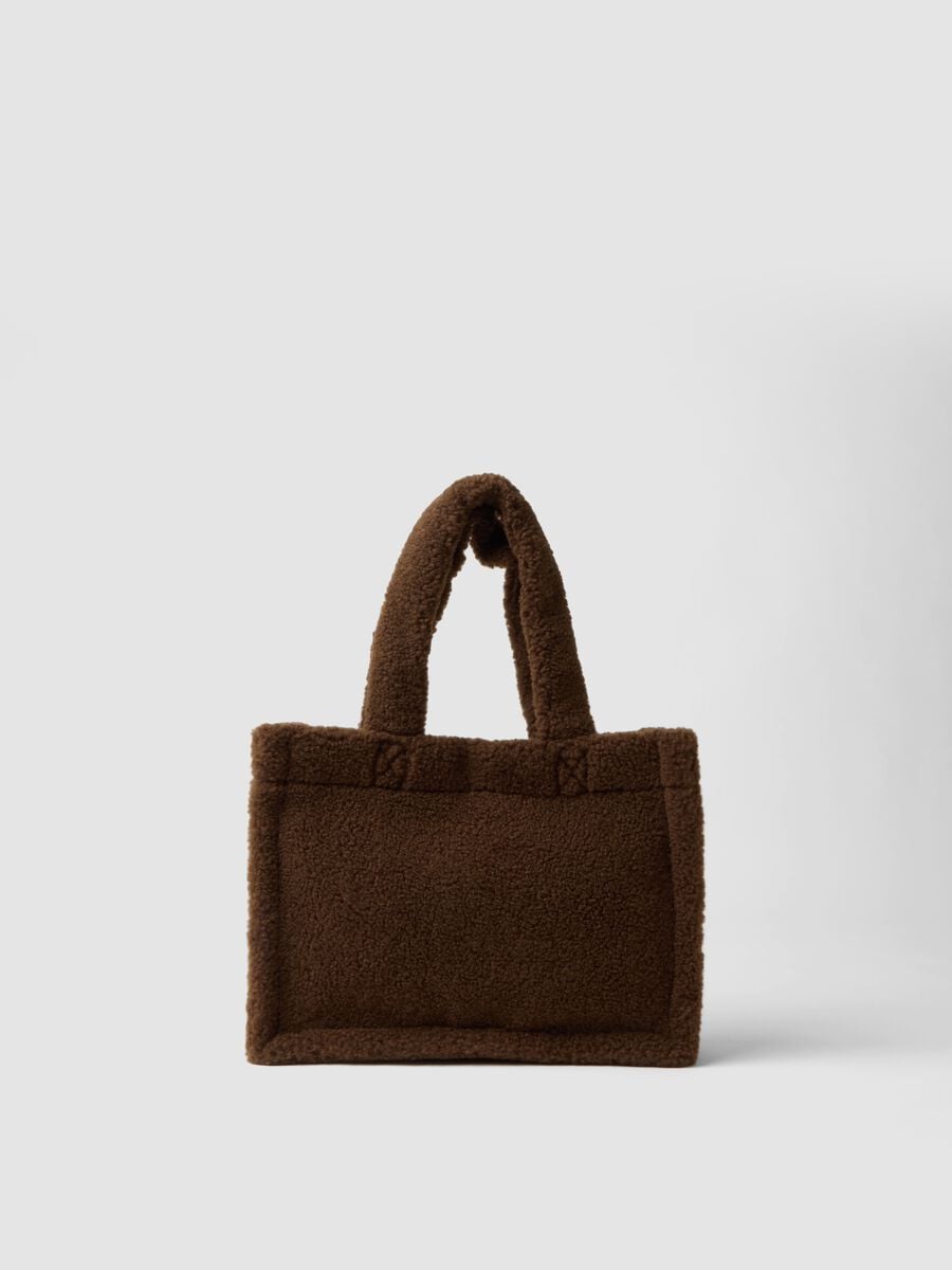 Borsa a mano marrone effetto teddy_1