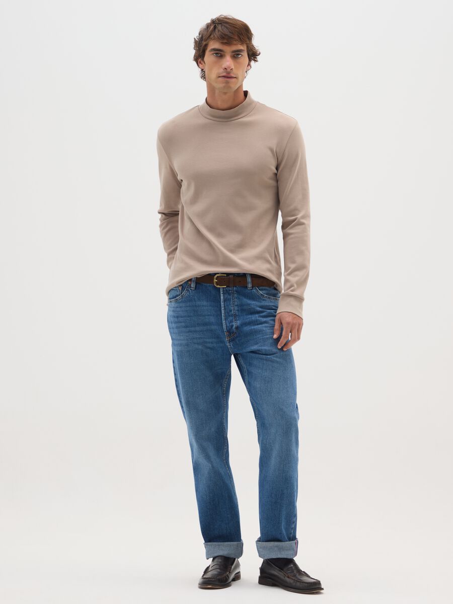 Maglia in puro cotone beige regular fit_1