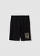 Black pure cotton bermuda shorts with elasticated waist_3