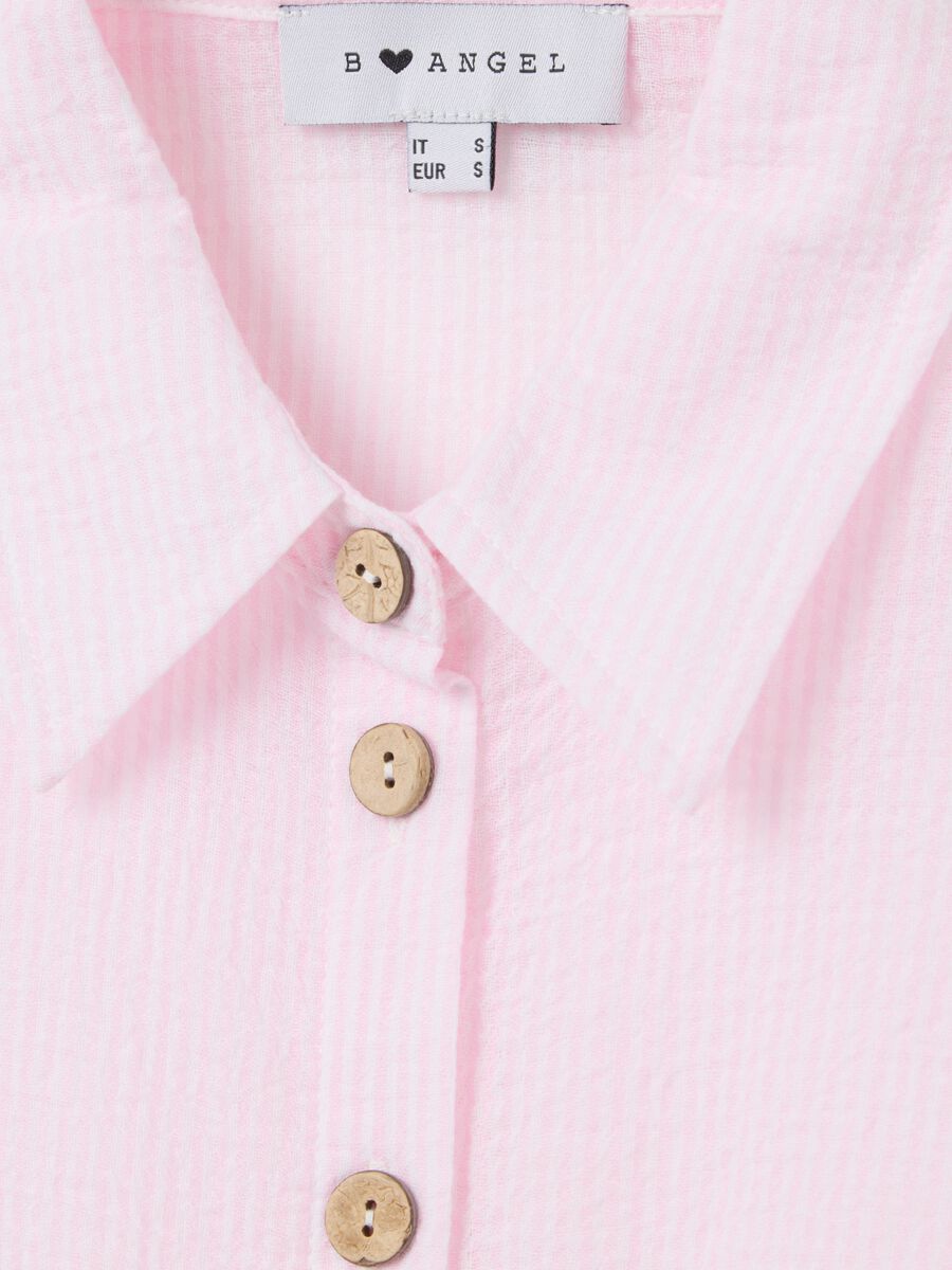 Women’s cropped shirt in pink stretch cotton with regular fit_5