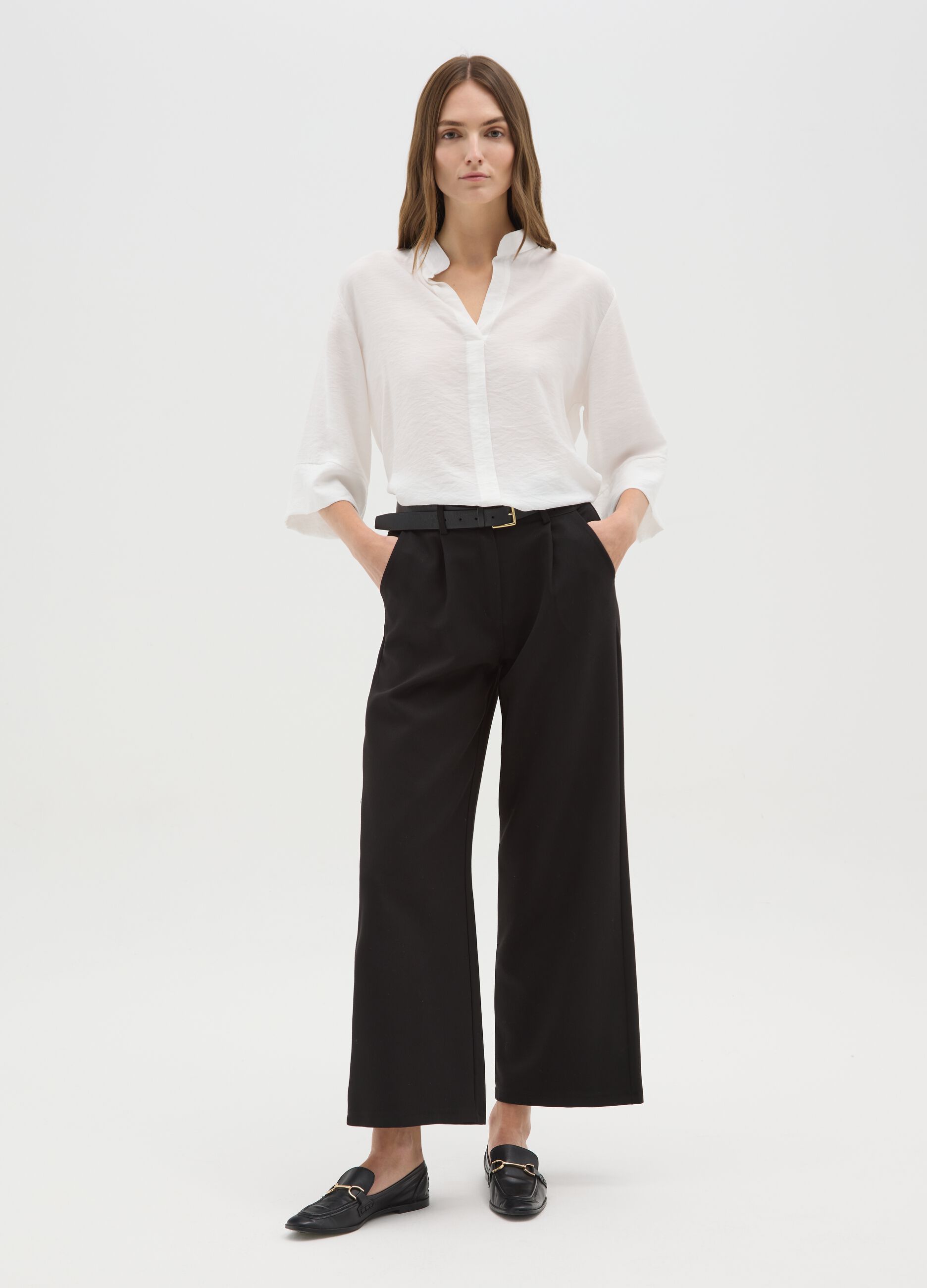 Black regular fit trousers