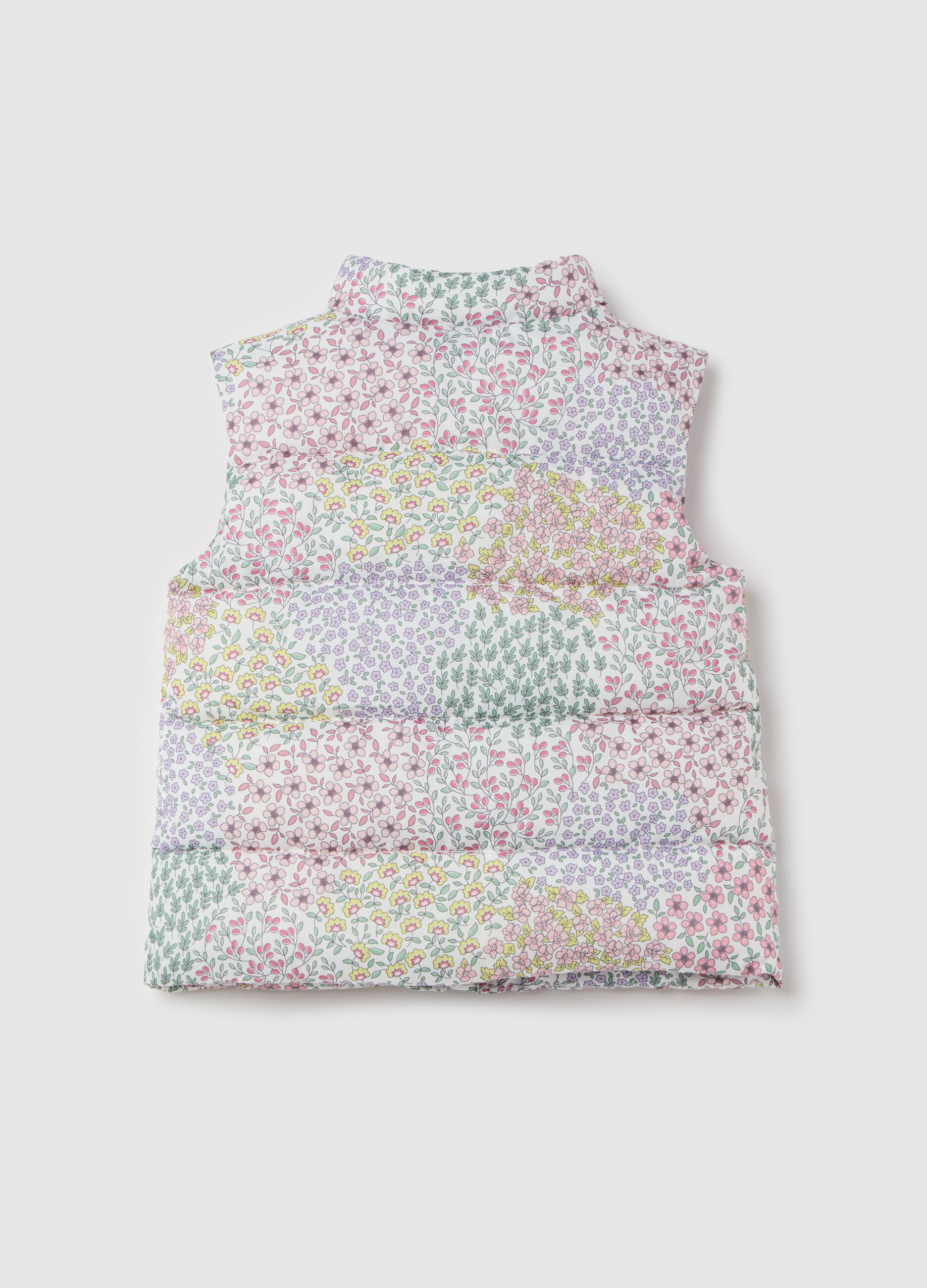 Padded waistcoat with floral pattern