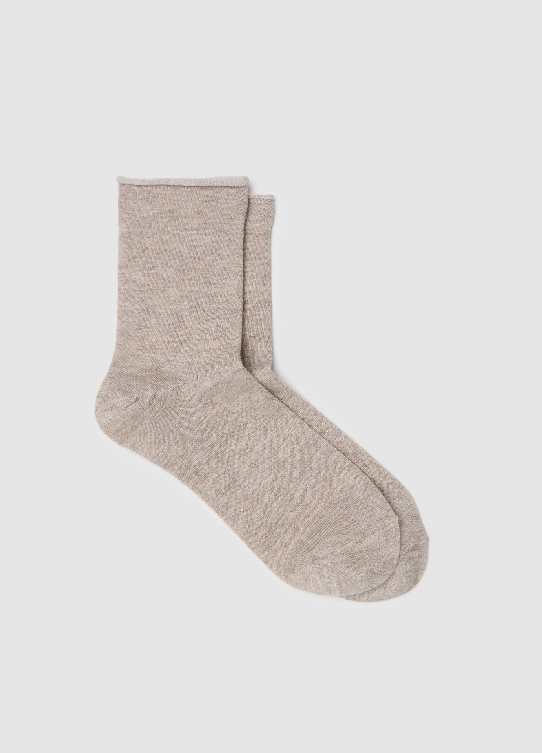 Short Beige Stretch Socks
