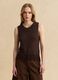 Brown open-knit viscose-blend top with fringes_0