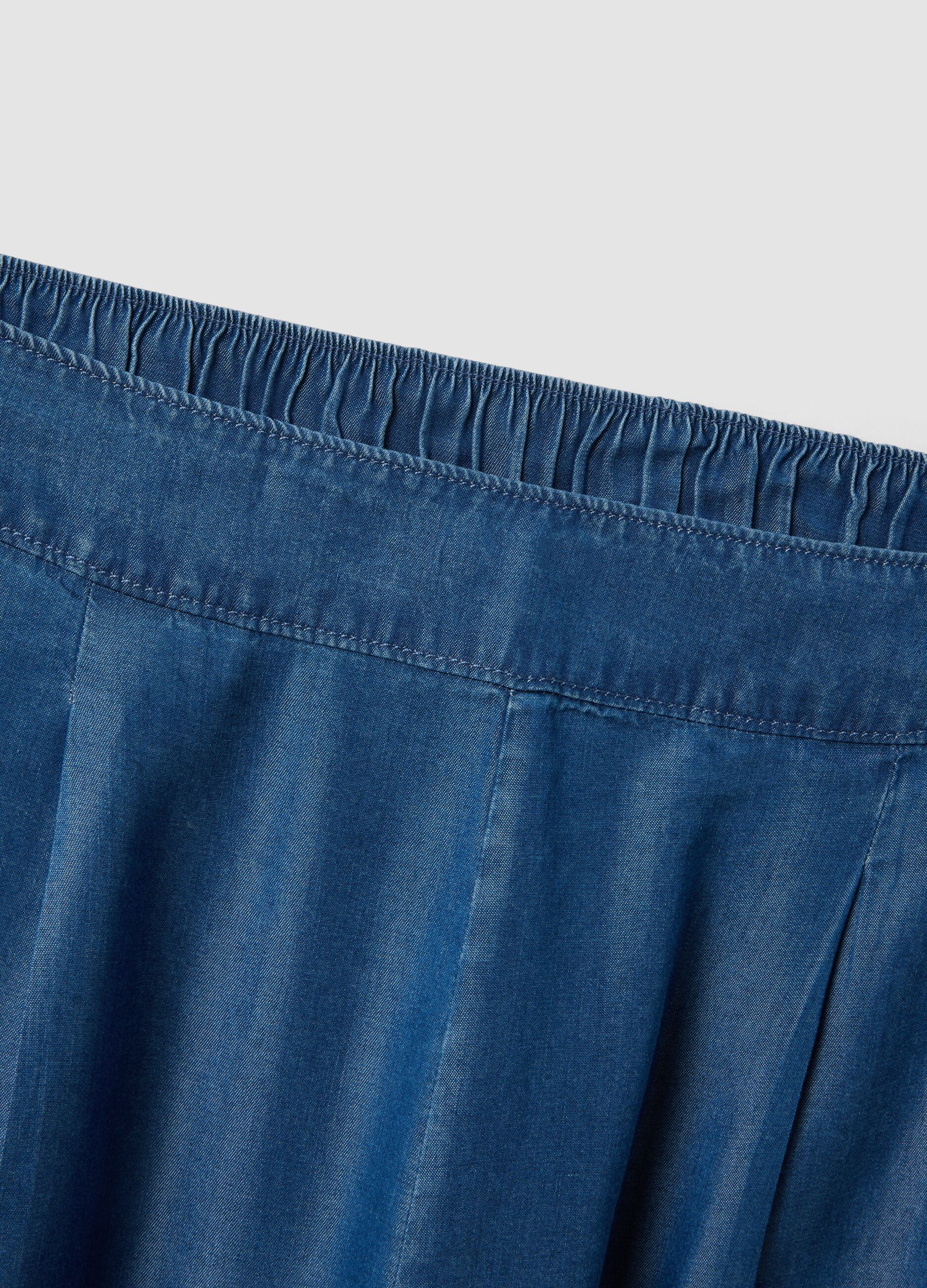 Blue pure lyocell shorts with elasticated waist, relaxed fit