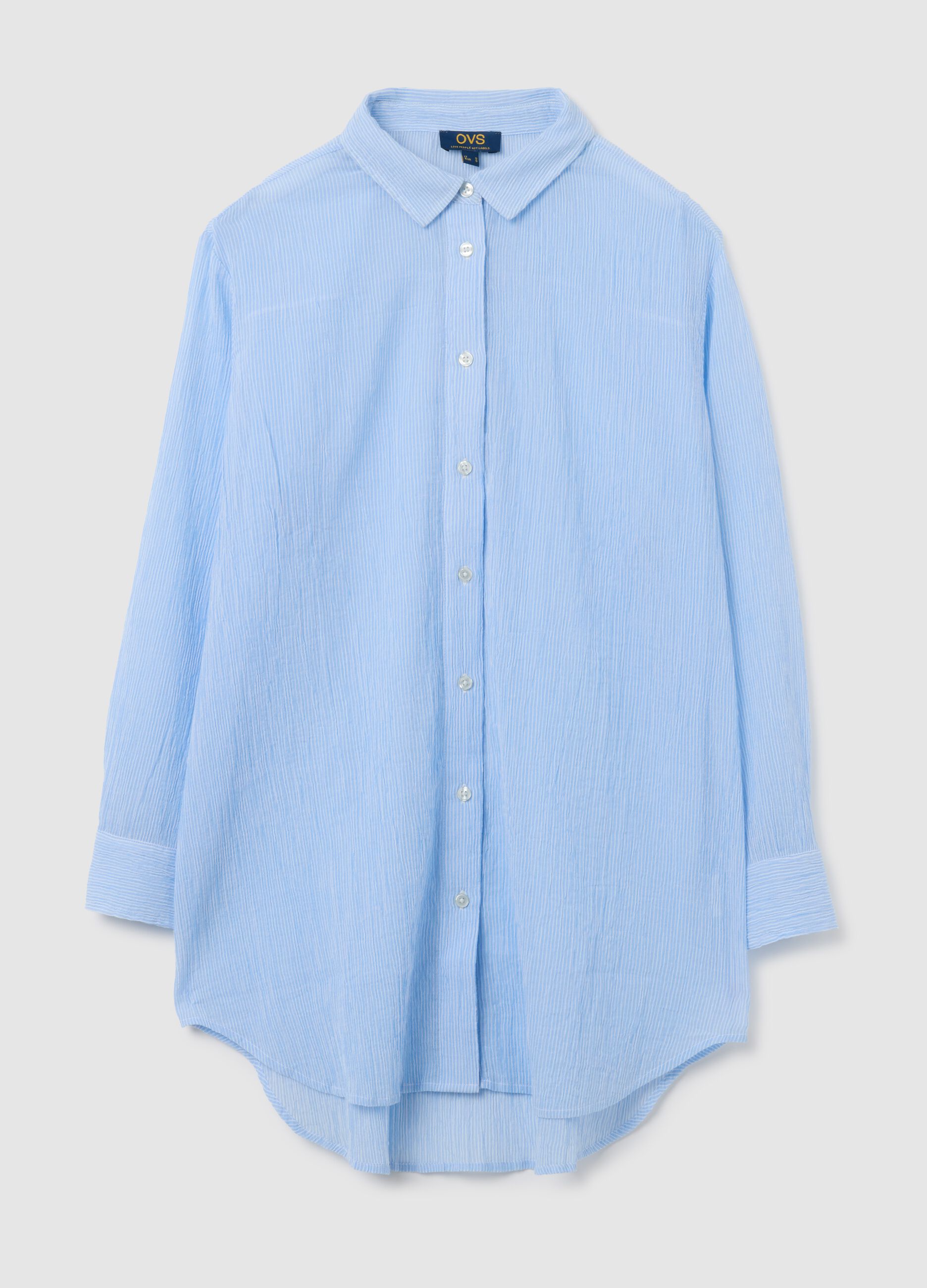 Camicia oversize da donna in puro cotone azzurra
