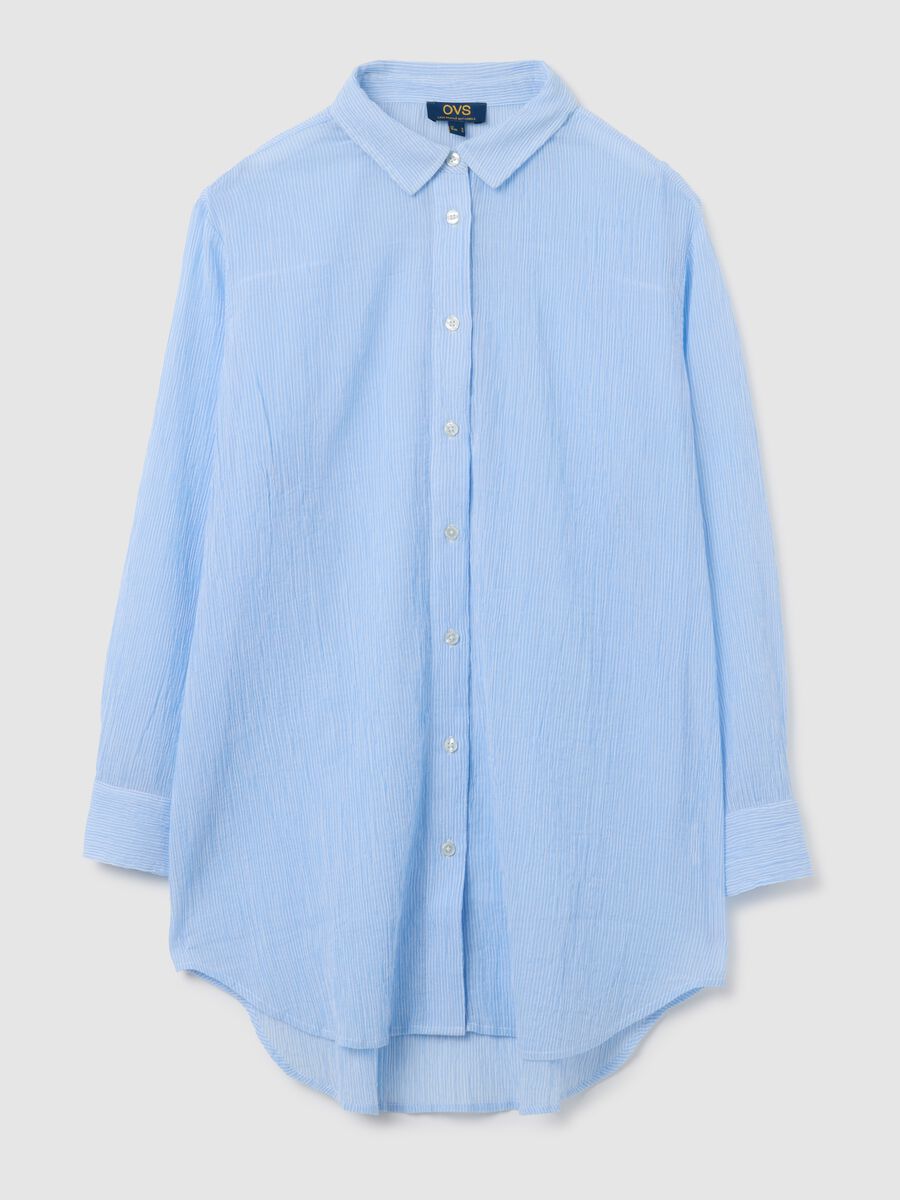 Women's Oversized Light Blue Pure Cotton Shirt_5