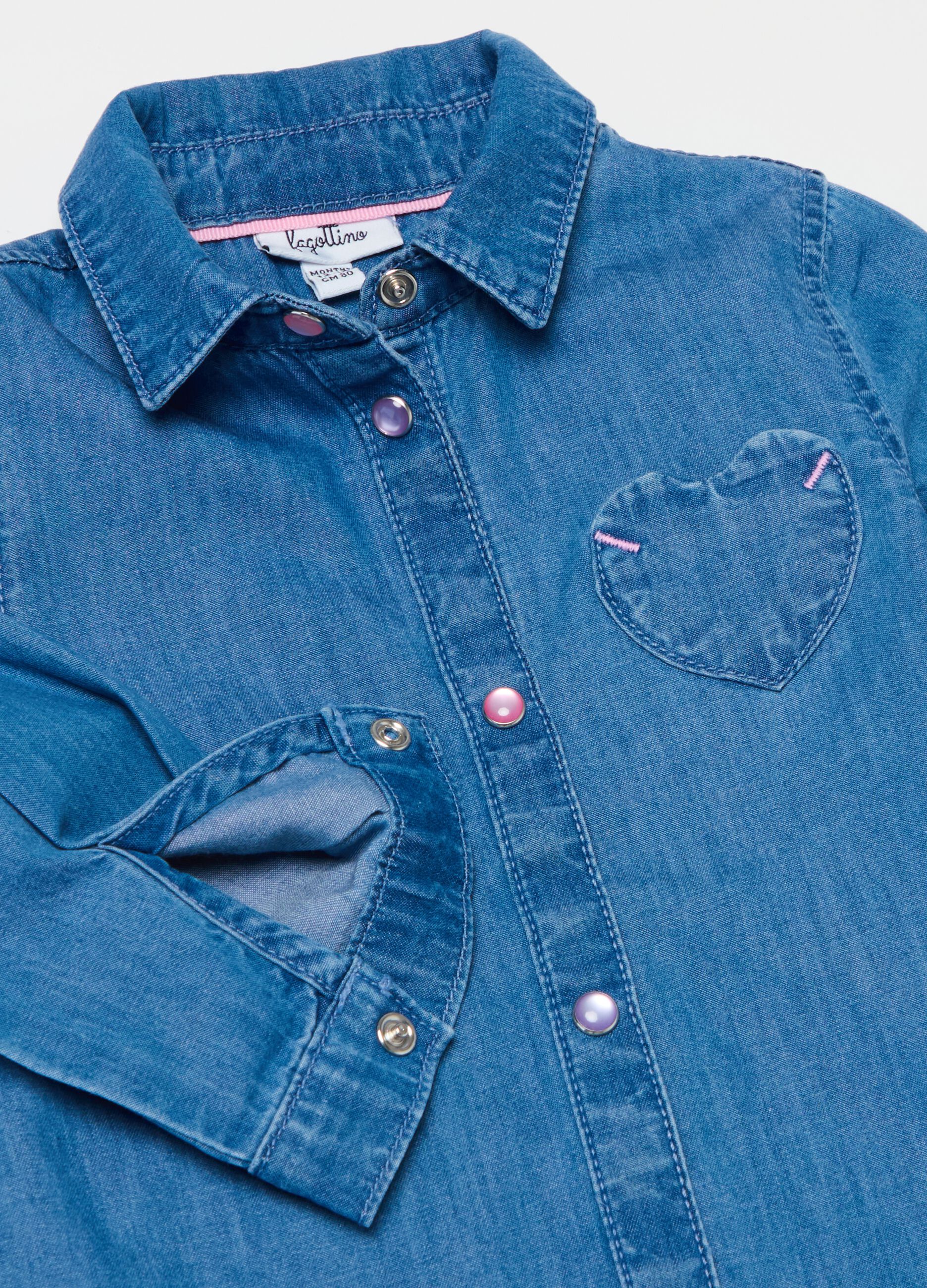 Denim shirt with heart pocket