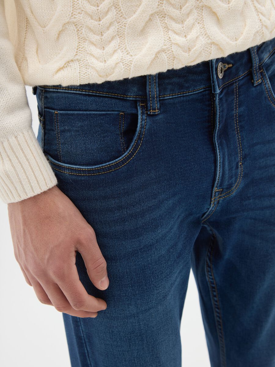 Blue denim jeans in cotton blend skinny fit_3