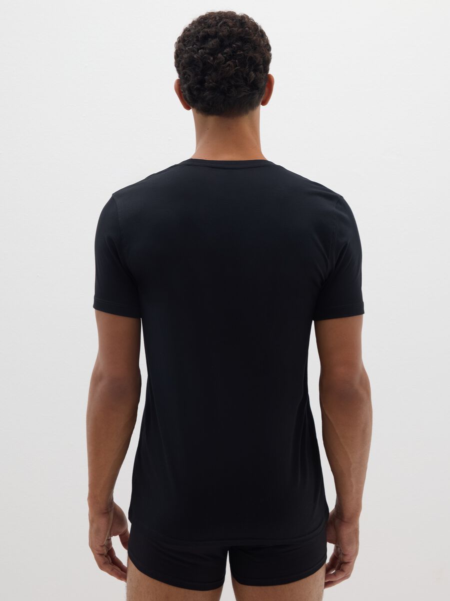Twin pack of black Supima cotton V-neck T-shirts_2