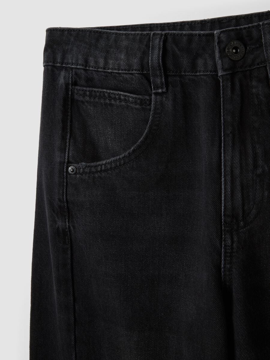 Jeans neri baggy fit in puro cotone_5