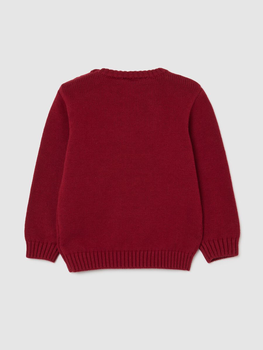 Maglione rosso da bimbo in misto cotone regular fit con stampa_1