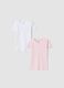 Bipack t-shirt rosa e bianco in puro cotone organico girocollo_0