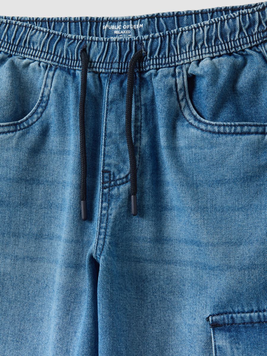 Jog denim azzurri in puro cotone con vita elasticizzata relaxed fit_2