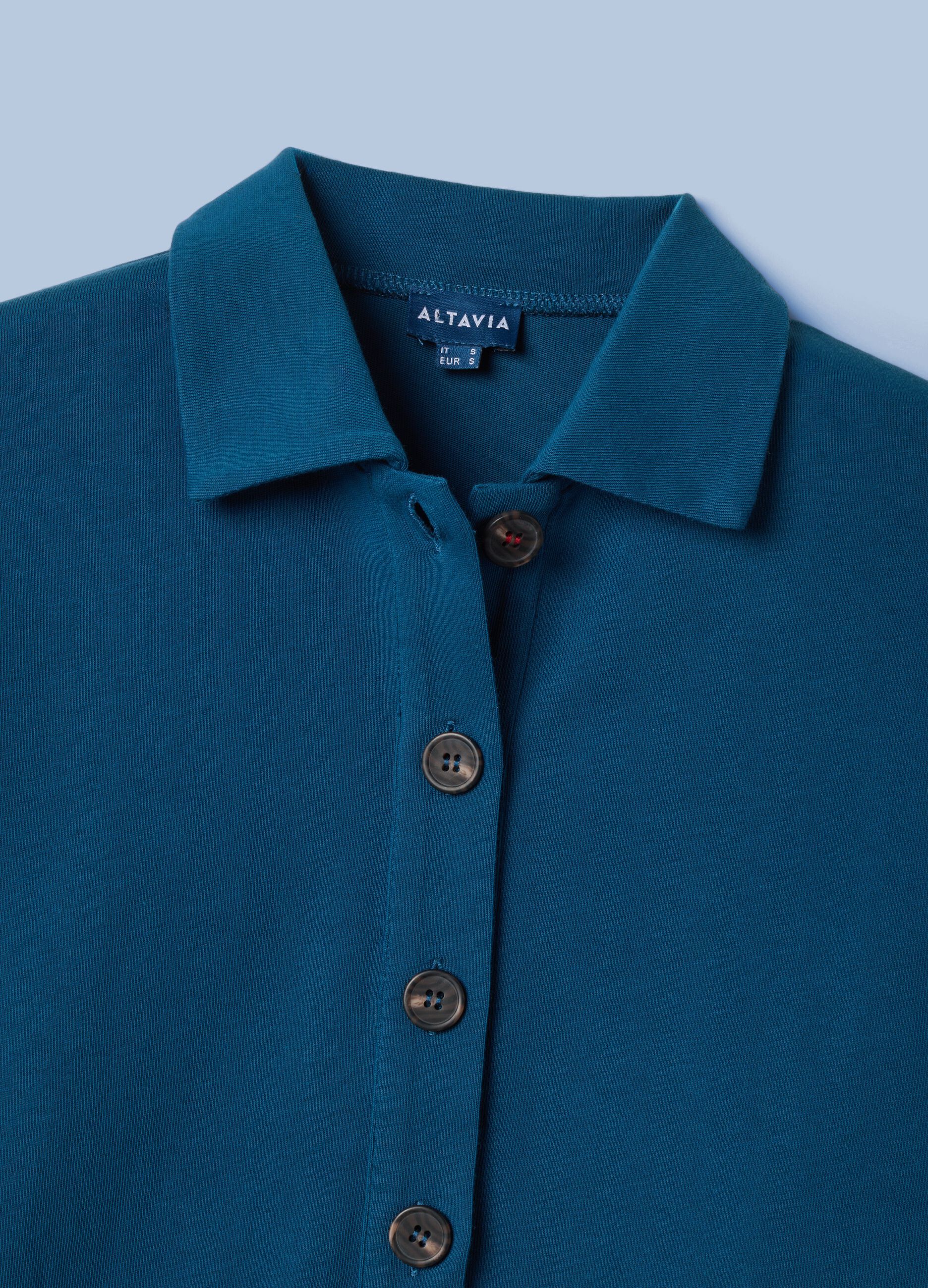 ALTAVIA SAILING blue long-sleeve polo shirt in pure cotton