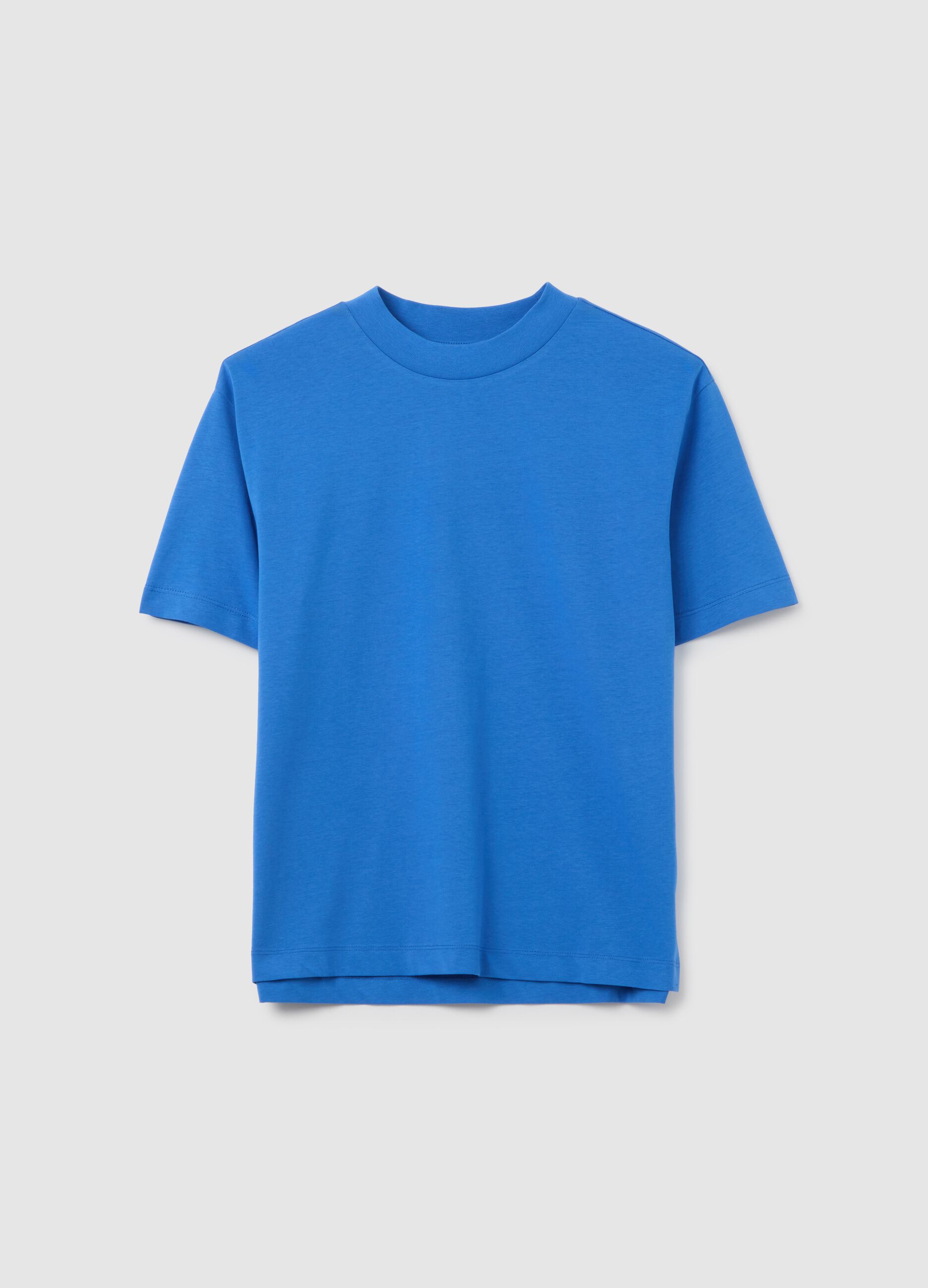 Women's blue pure cotton regular fit T-shirt