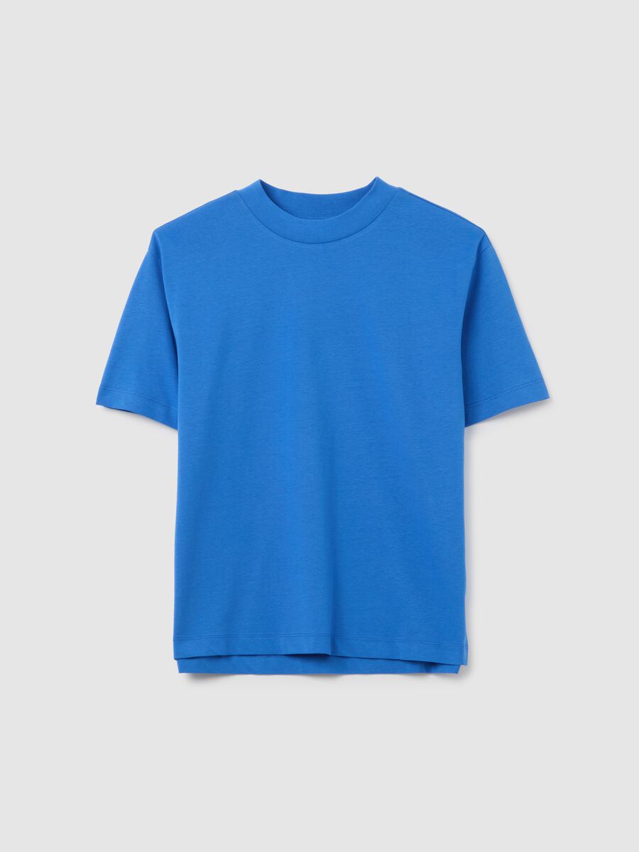 Women's blue pure cotton regular fit T-shirt_0