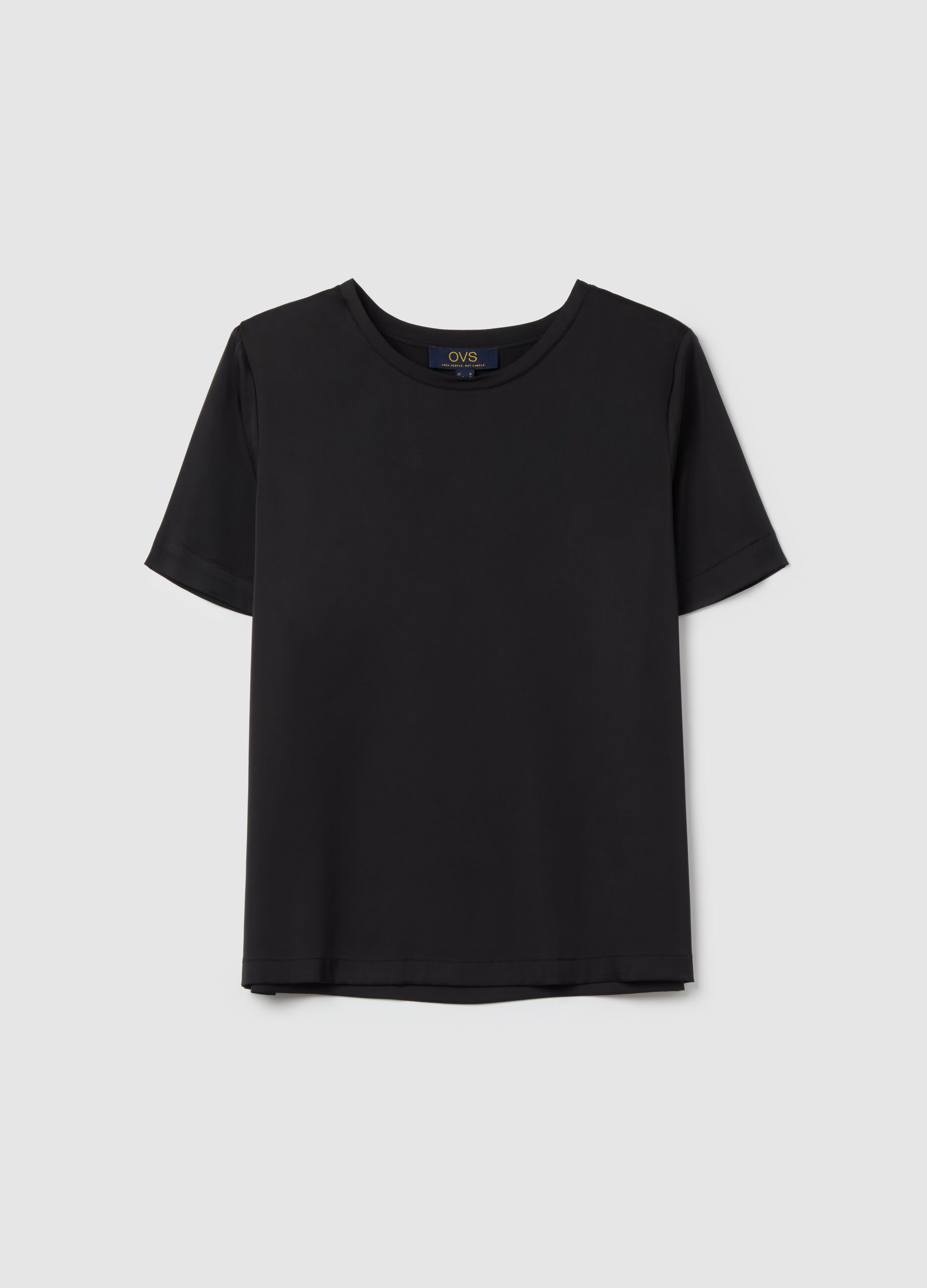 Short-sleeved blouse in satin