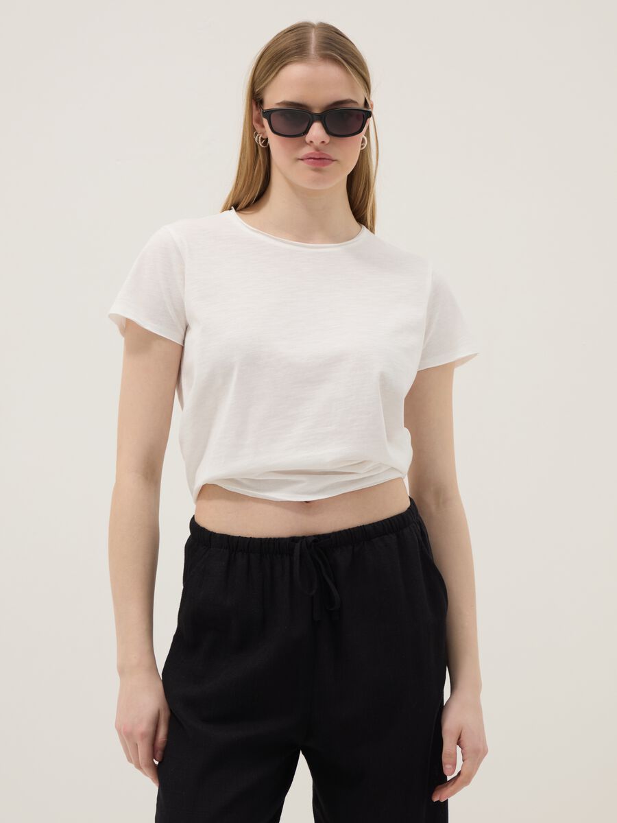 White pure cotton short-sleeve T-shirt, regular fit_1