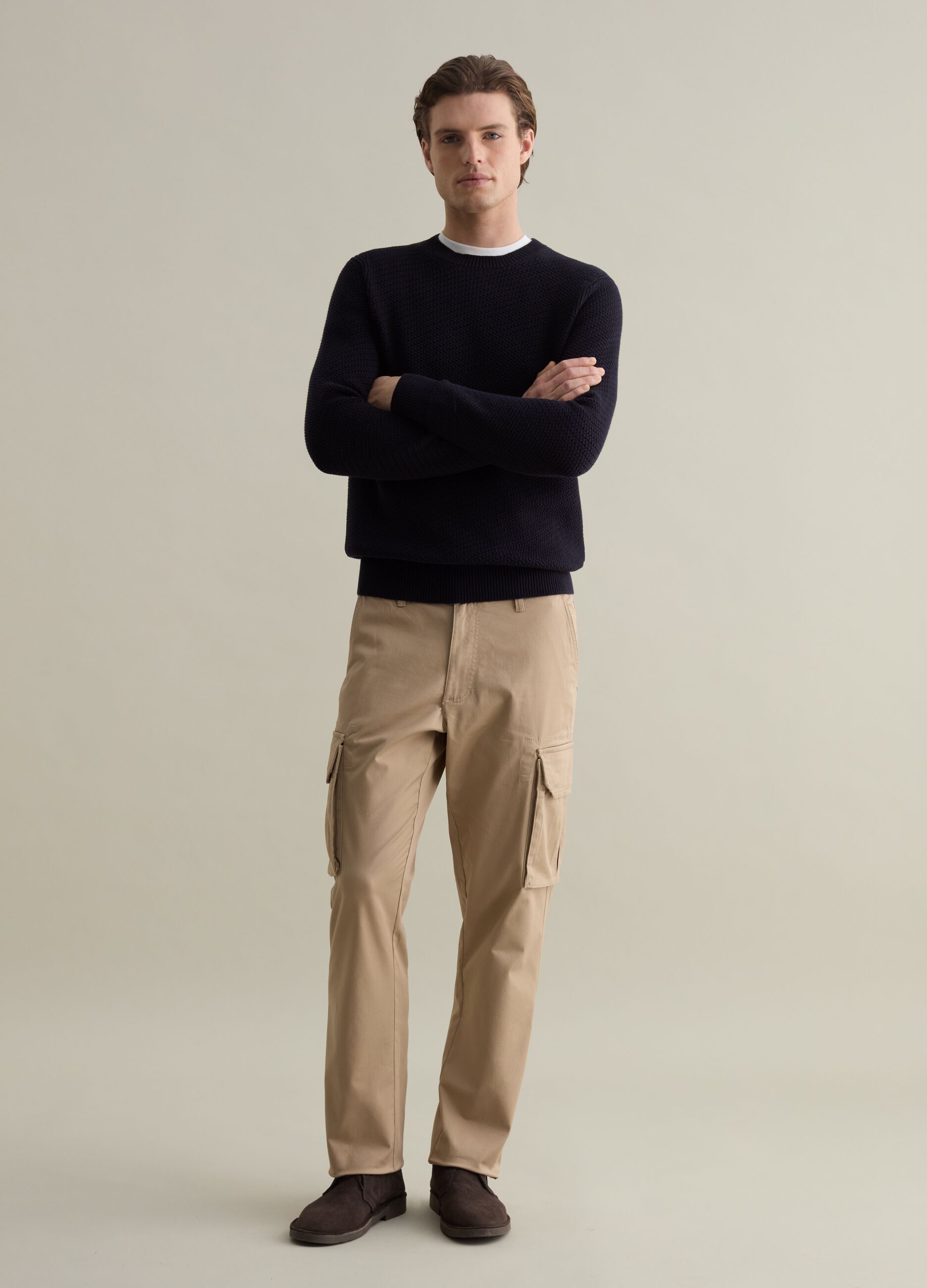 Cotton pullover with weave