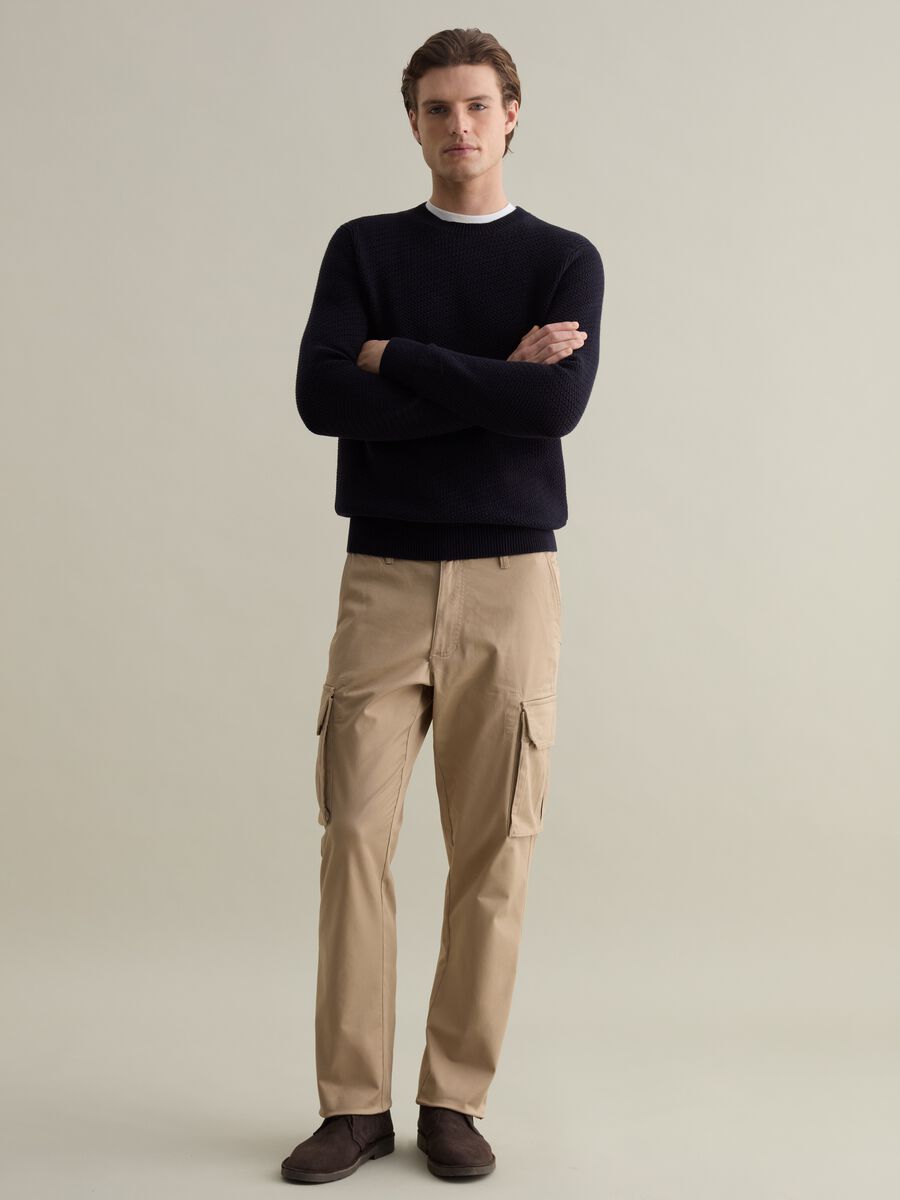 Cotton pullover with weave_1