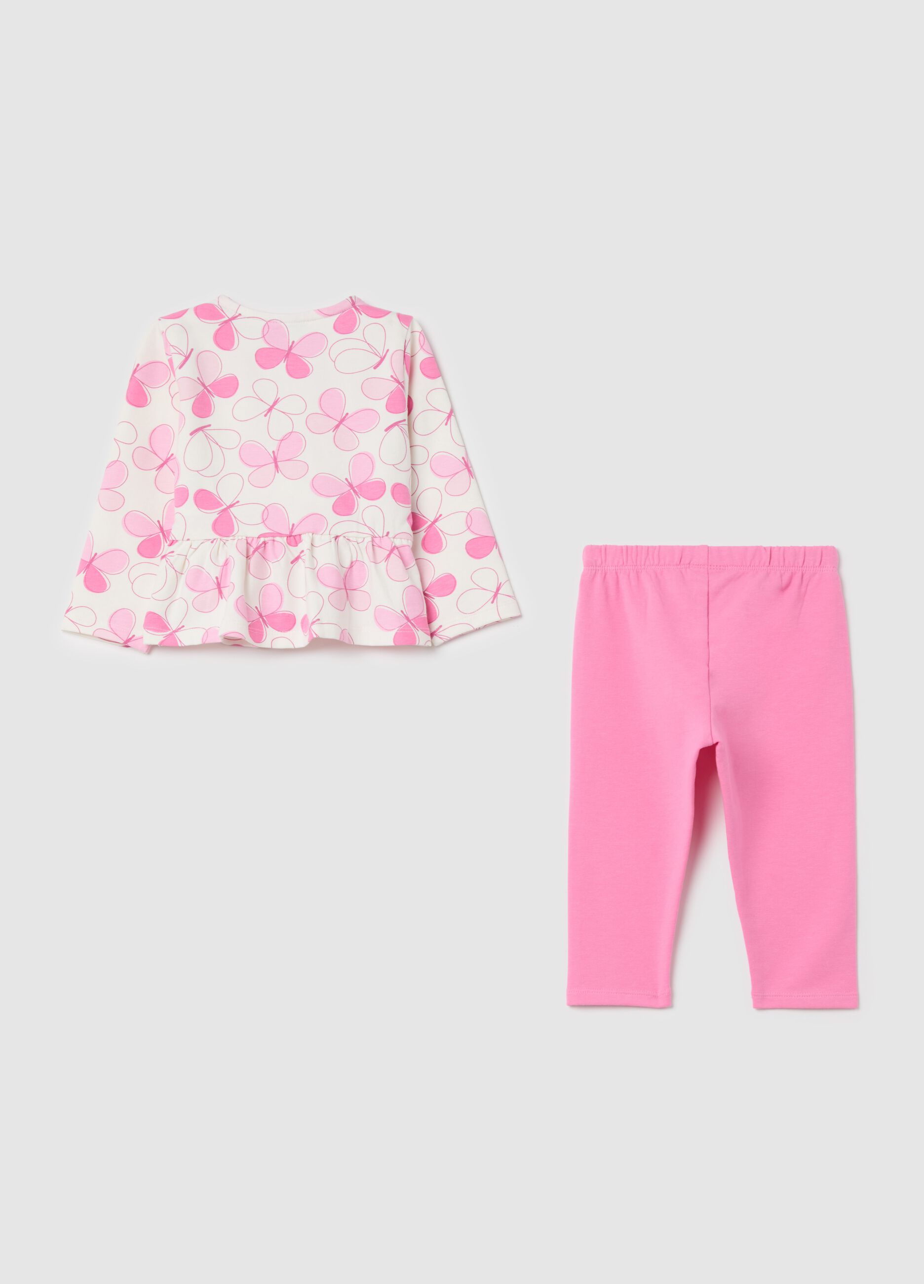 Stretch cotton jogging set with butterflies print
