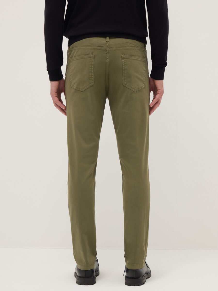 Green stretch cotton skinny fit trousers_2