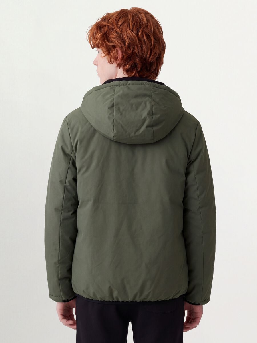 Reversible Ultralight padded hooded jacket in grey and green_3