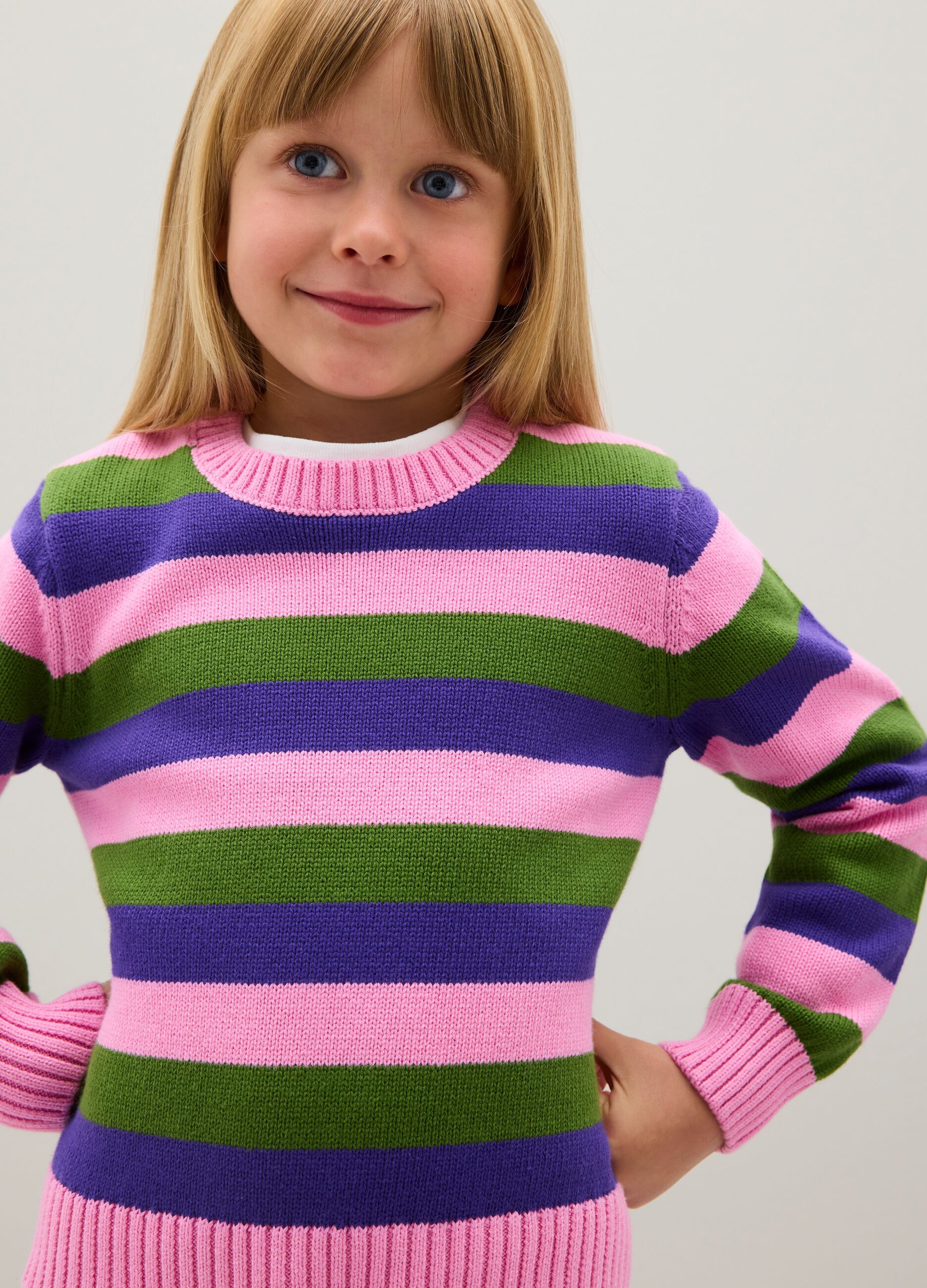 Girls' multicolour pure cotton regular fit pullover