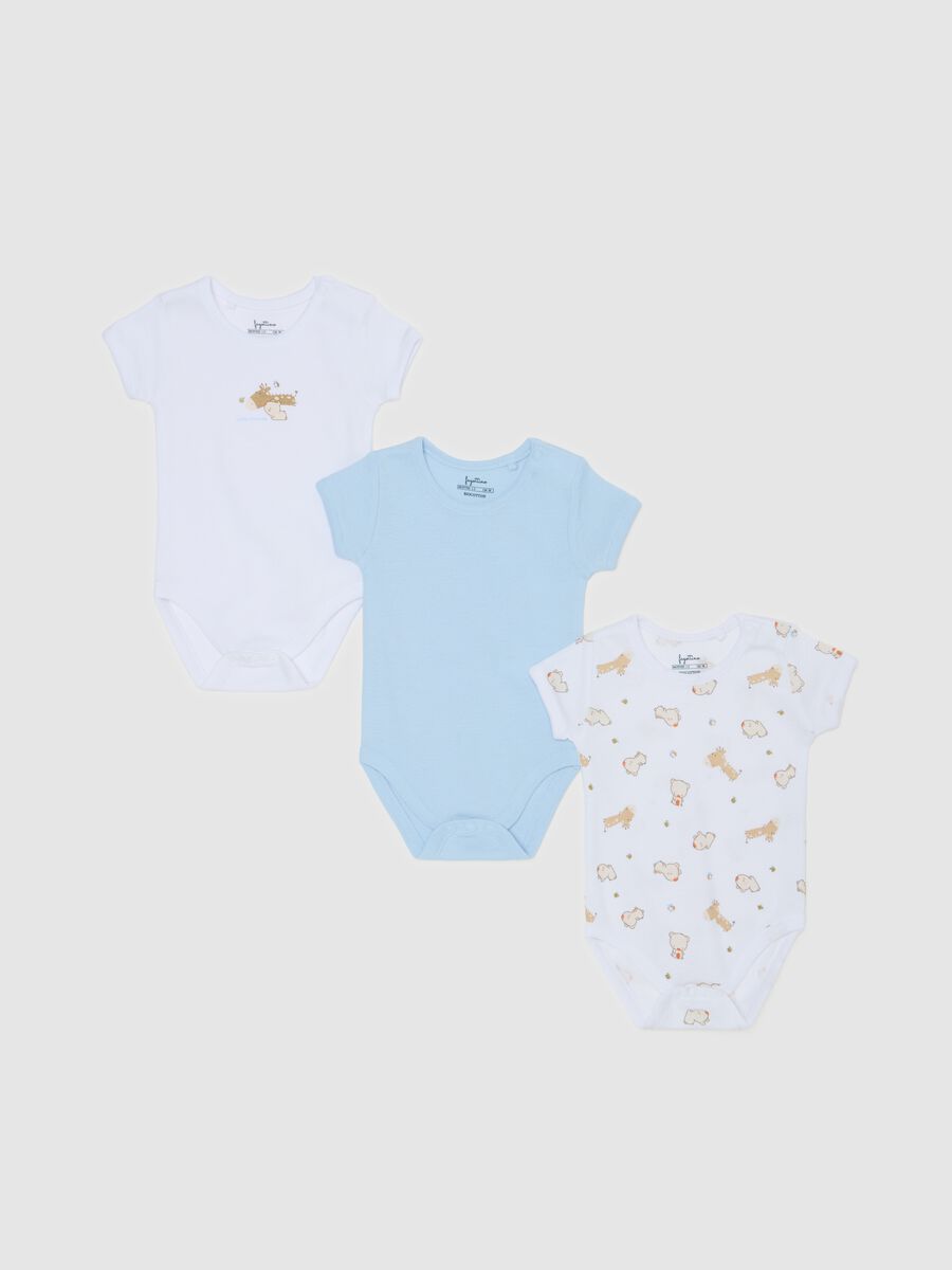 Three-pack organic cotton bodysuits with short sleeves_0