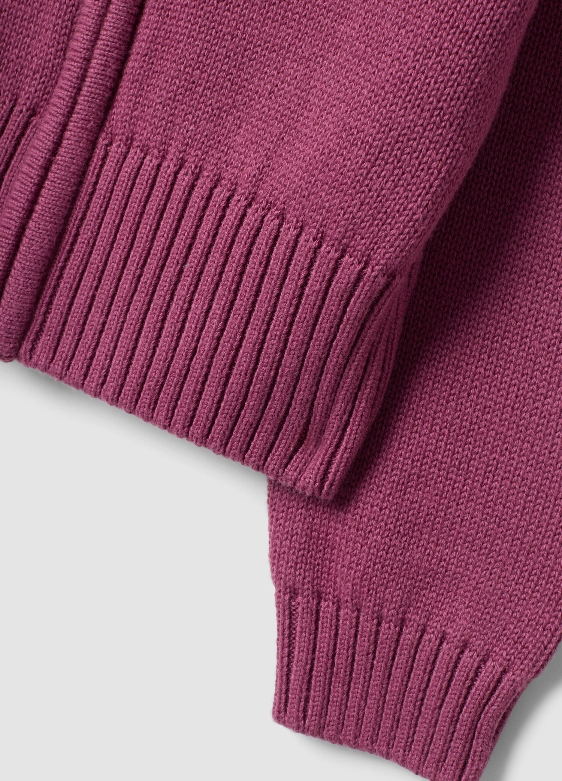Girls&rsquo; Purple Hooded Cotton-Blend Cardigan