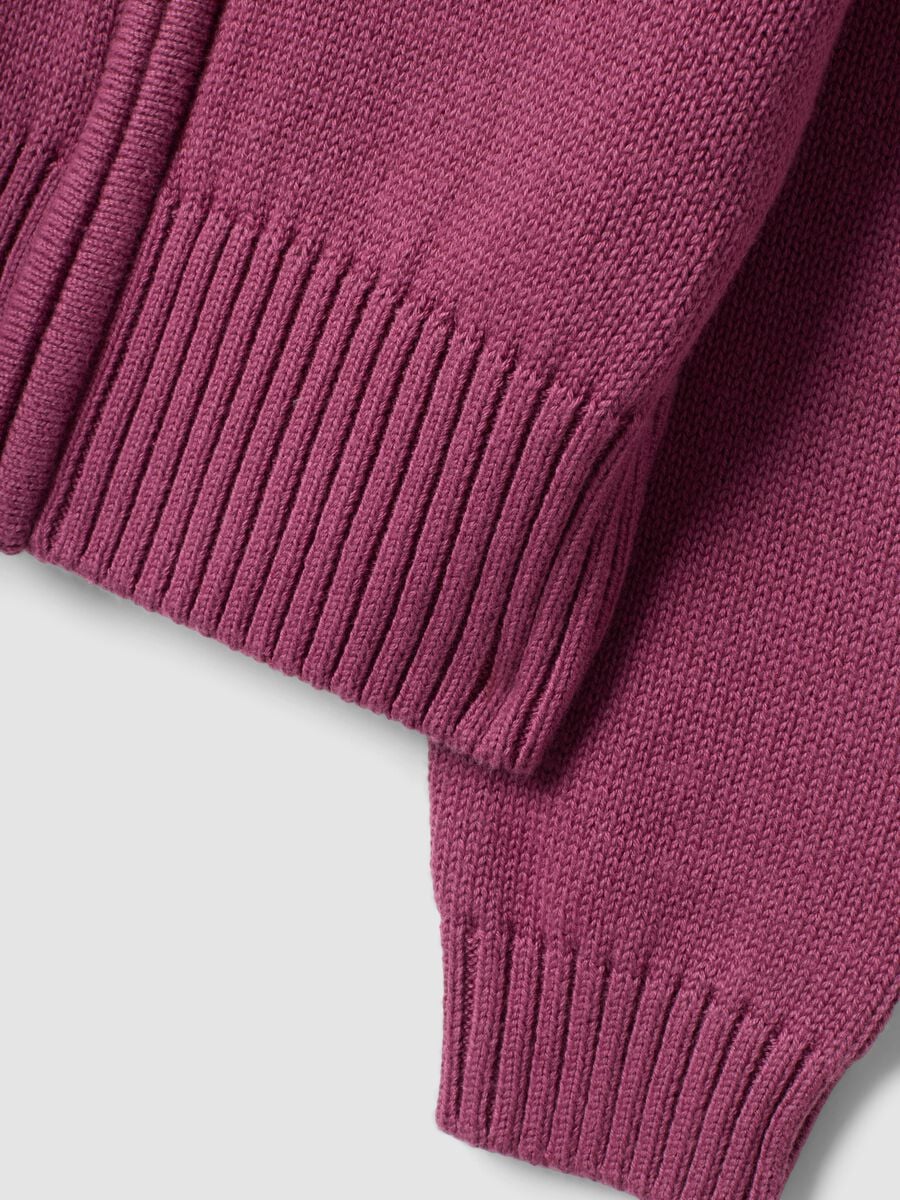 Girls&rsquo; Purple Hooded Cotton-Blend Cardigan_3