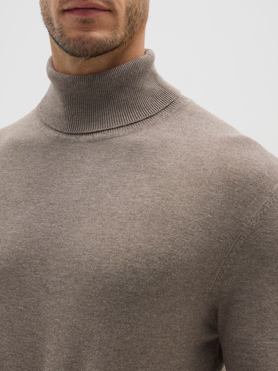 Beige regular fit turtleneck_3