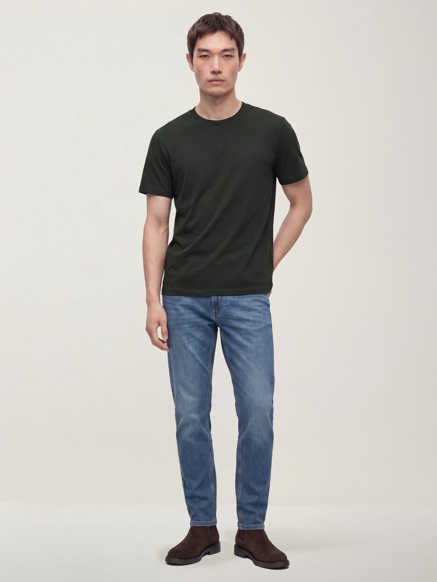 T-shirt grigia in puro cotone mercerizzato a girocollo regular fit_1