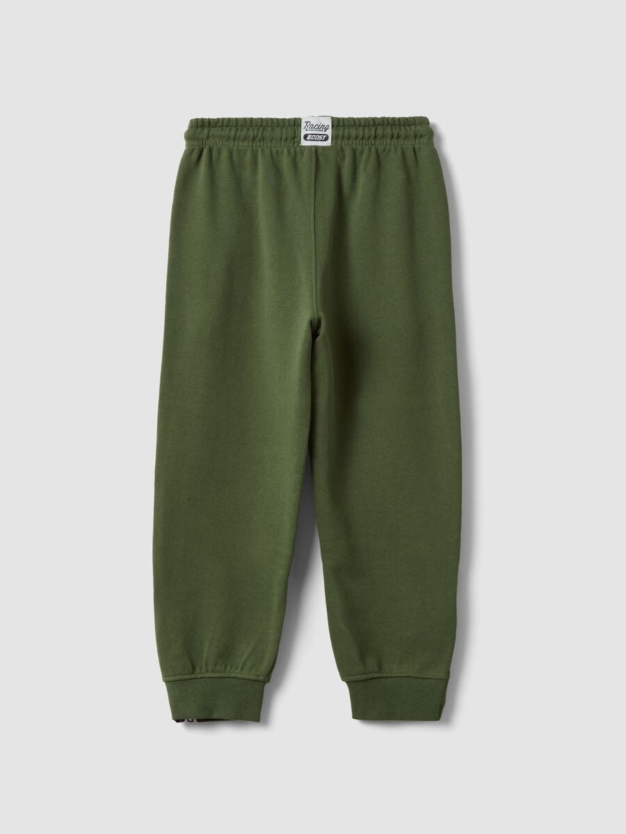 Pantaloni jogger verdi in misto cotone con coulisse_1