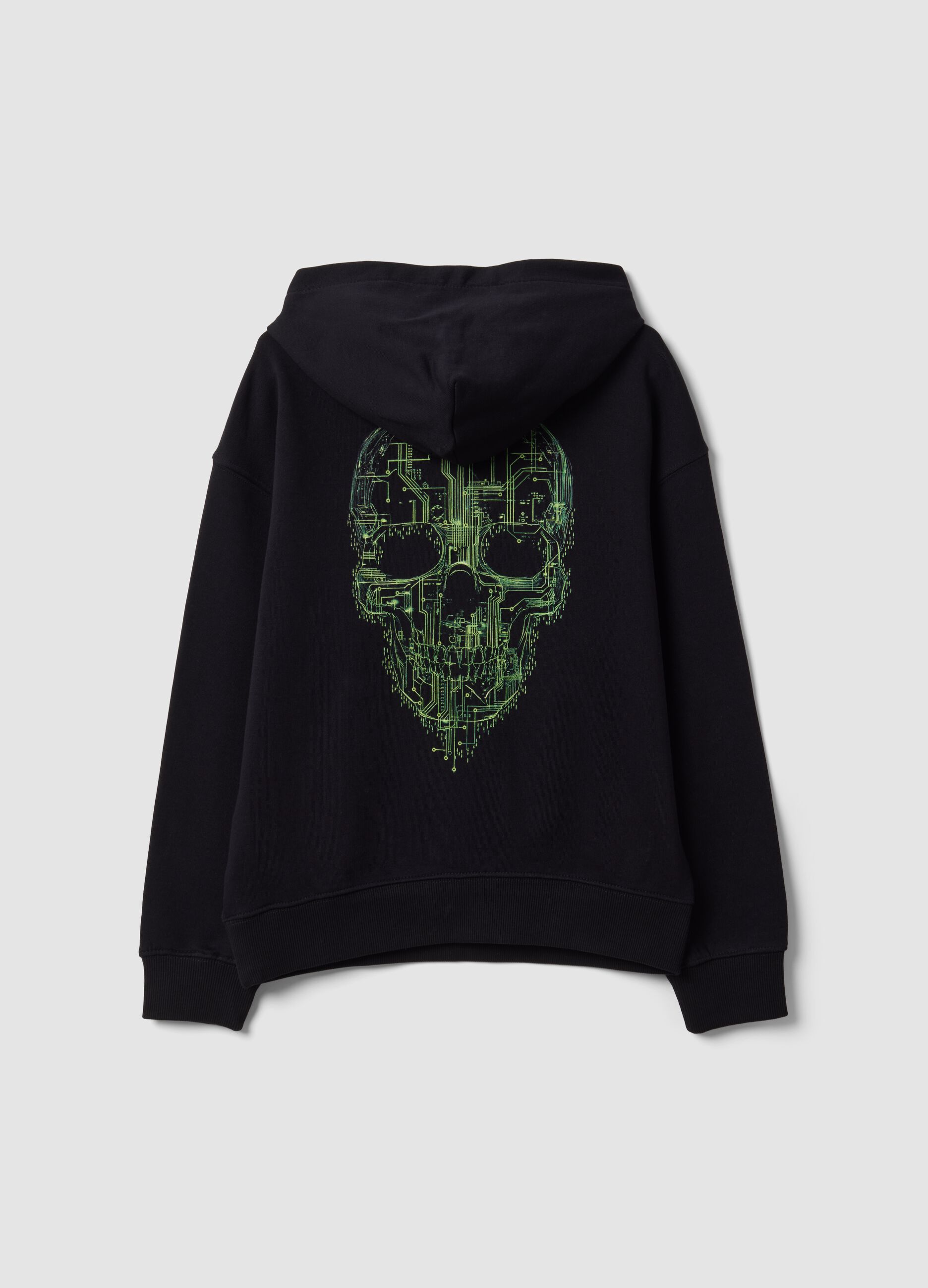 Black oversized pure cotton gaming hoodie for boys