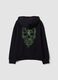 Black oversized pure cotton gaming hoodie for boys_5