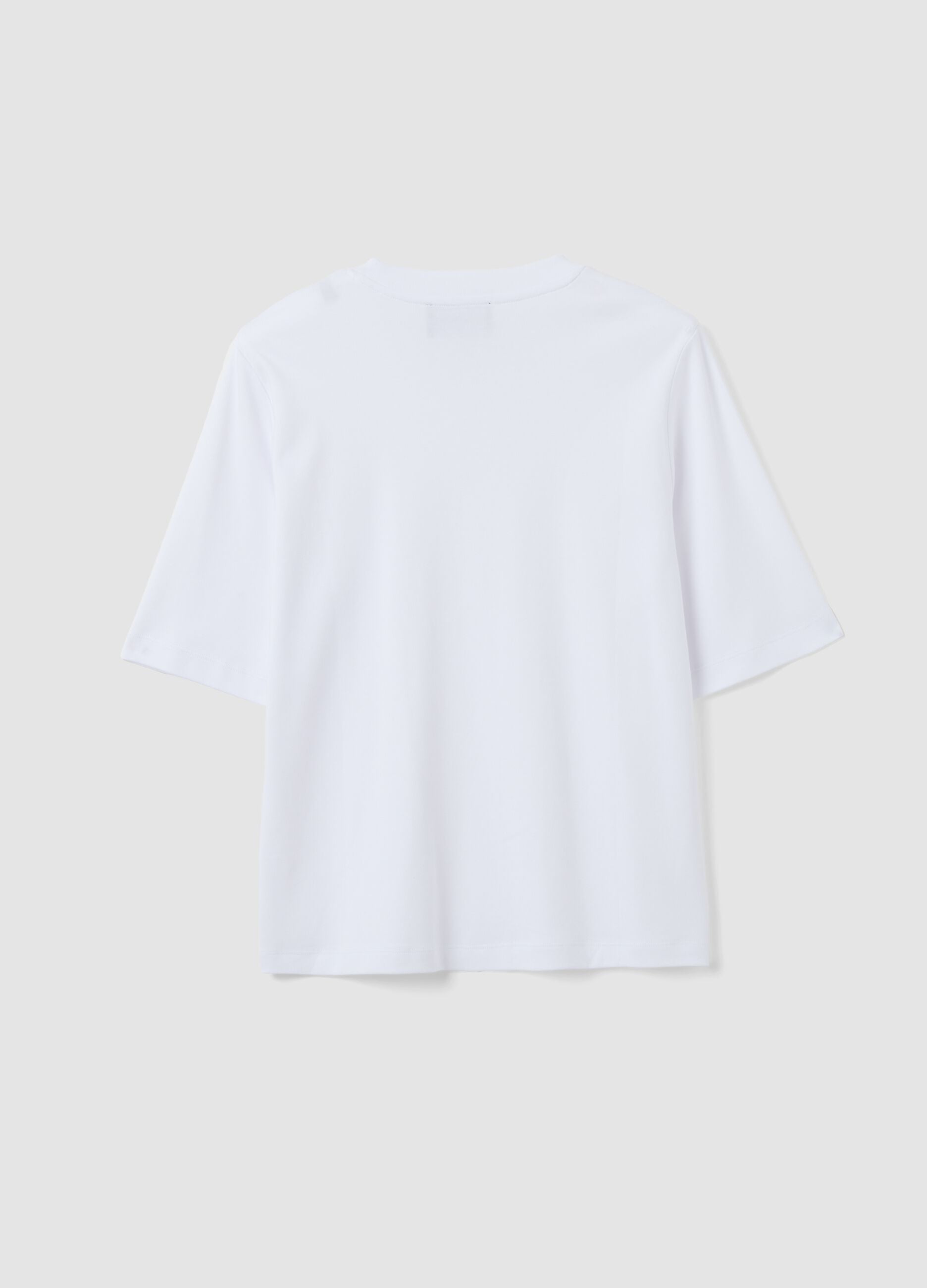 White boxy-fit T-shirt in cotton and viscose blend
