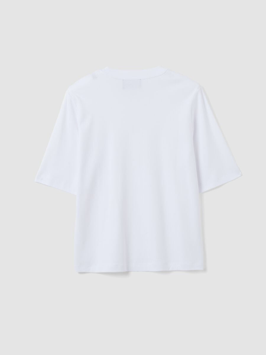 White boxy-fit T-shirt in cotton and viscose blend_6