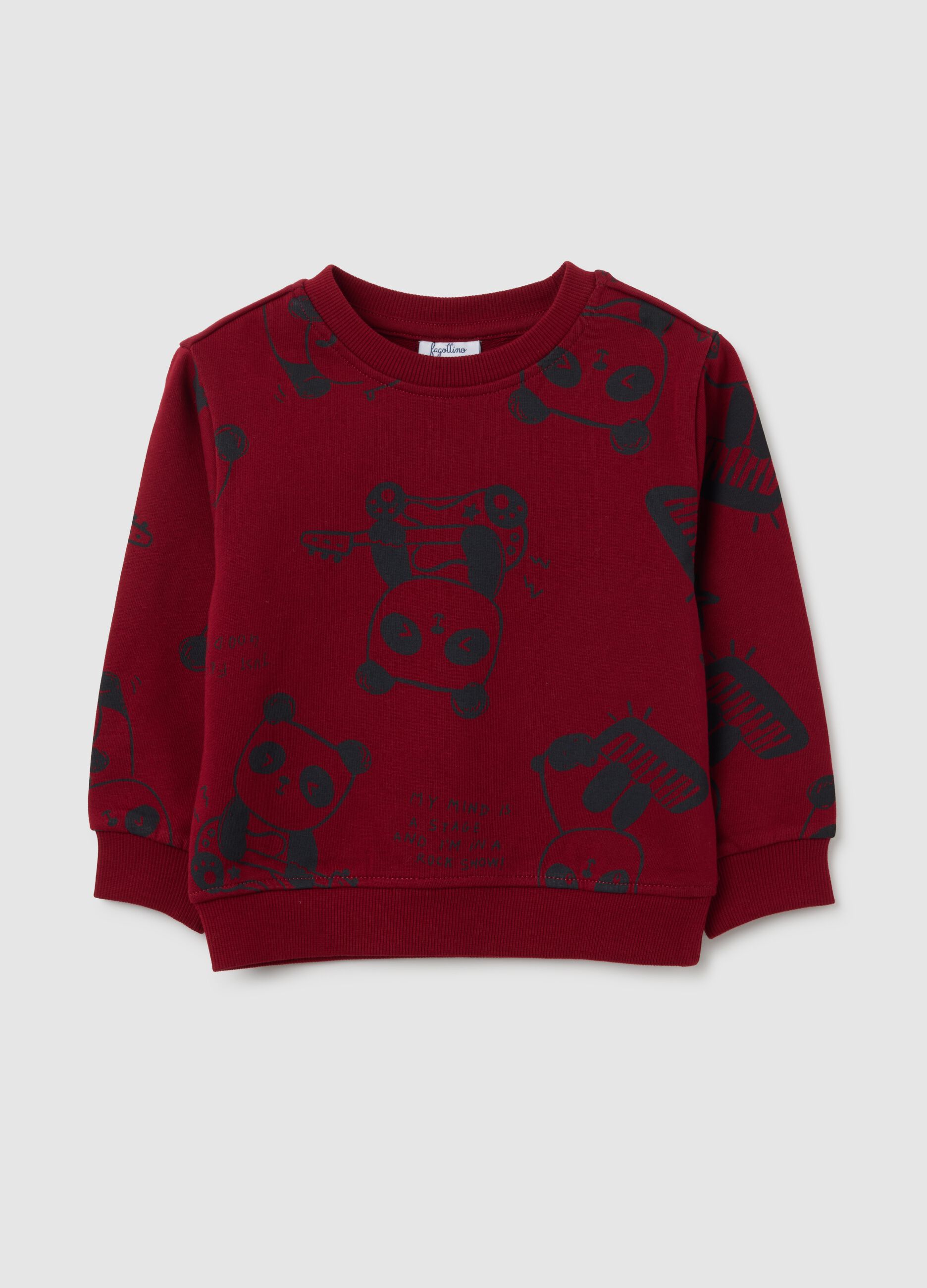 Felpa da bambino in puro cotone rosso regular fit
