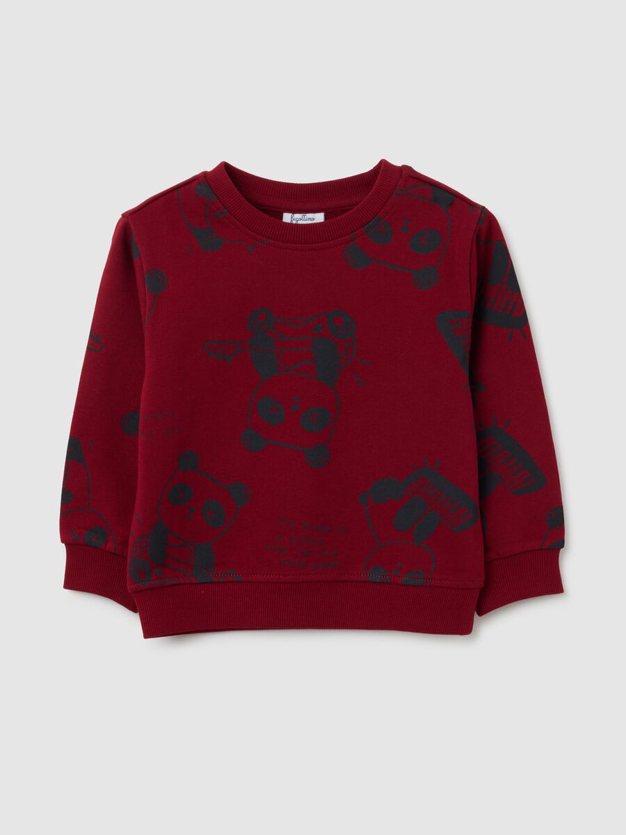 Felpa da bambino in puro cotone rosso regular fit_0