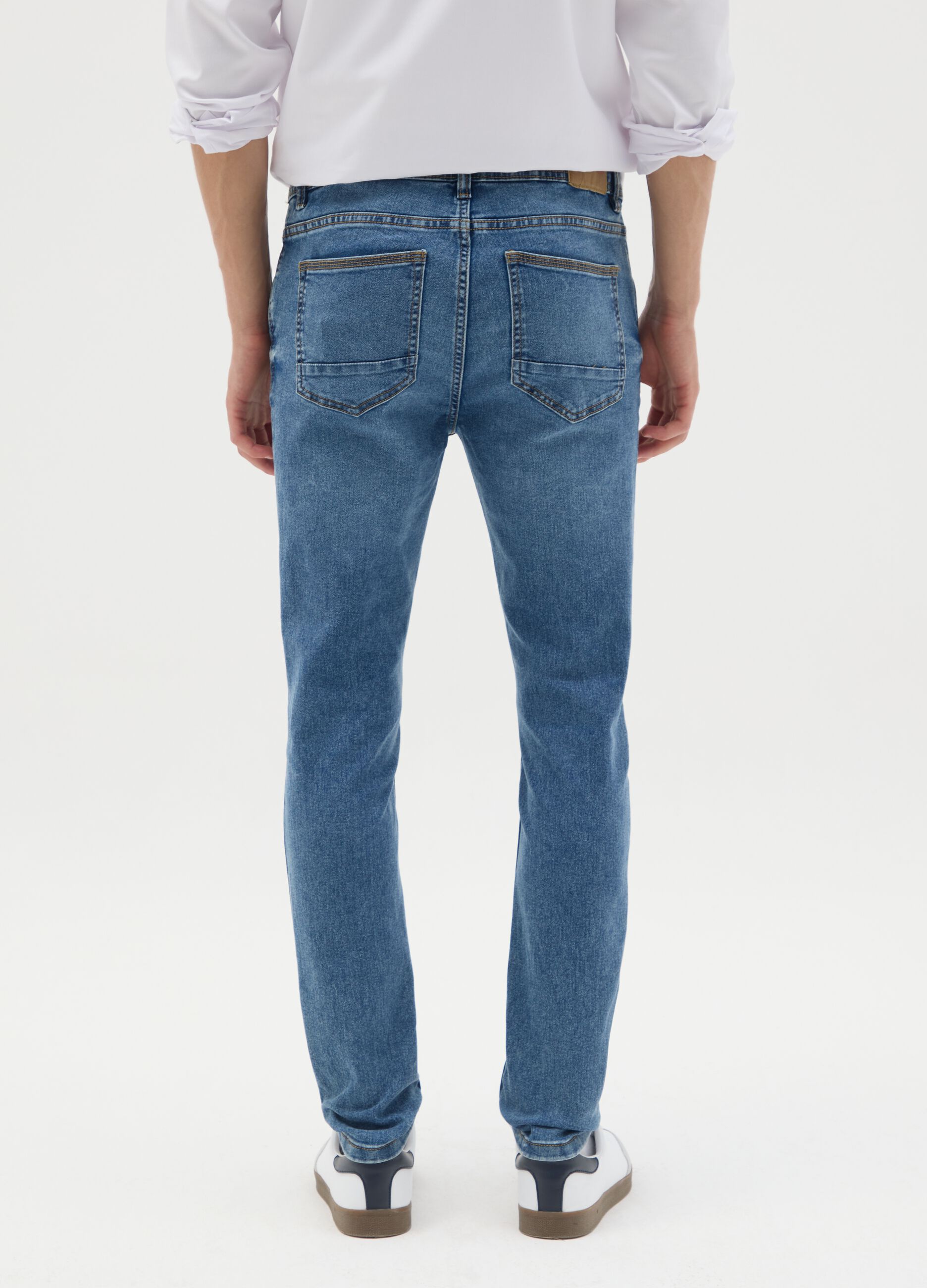 Jeans da uomo in denim blu super skinny