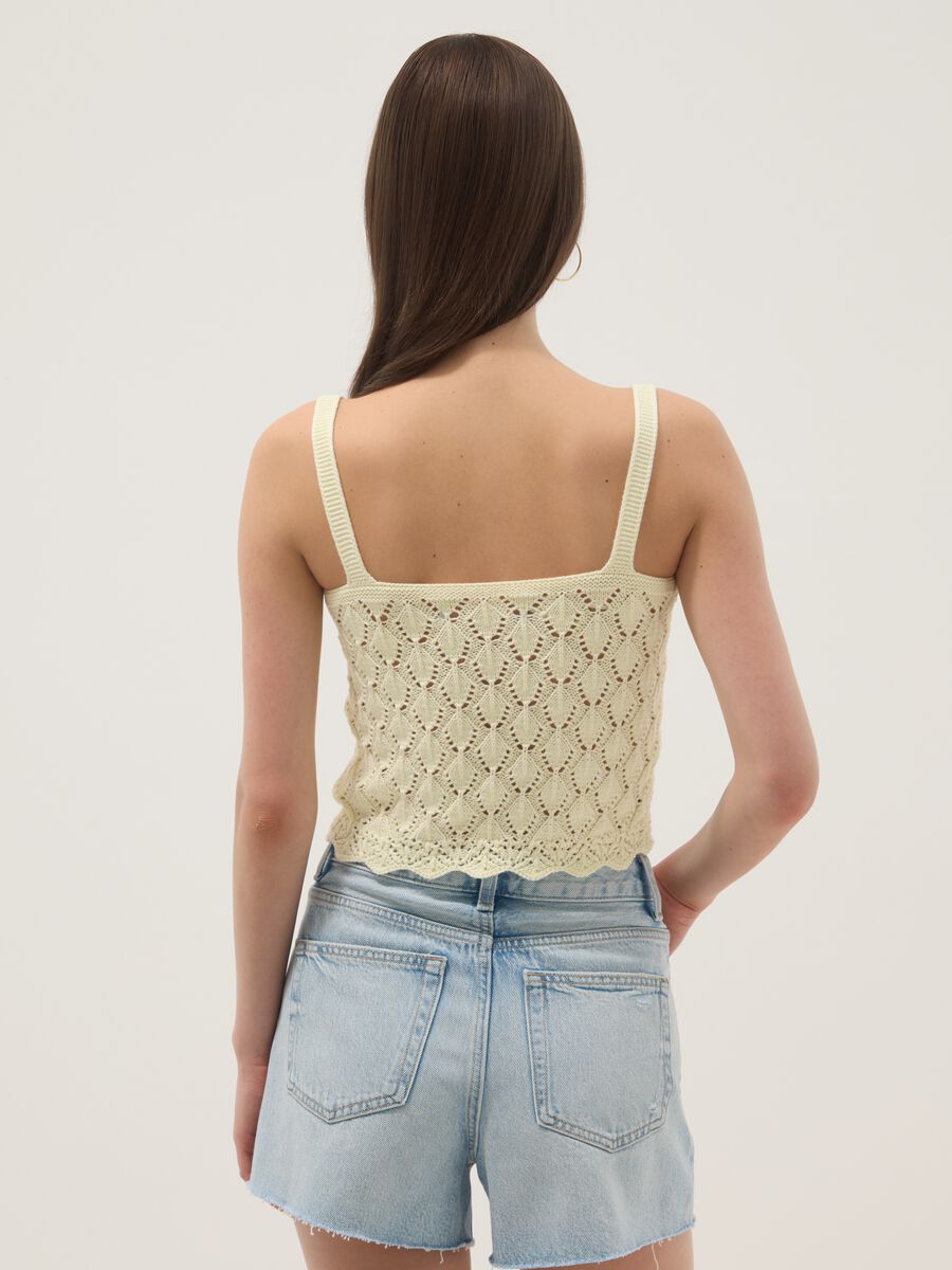 Yellow crochet waistcoat in pure cotton, regular fit_3