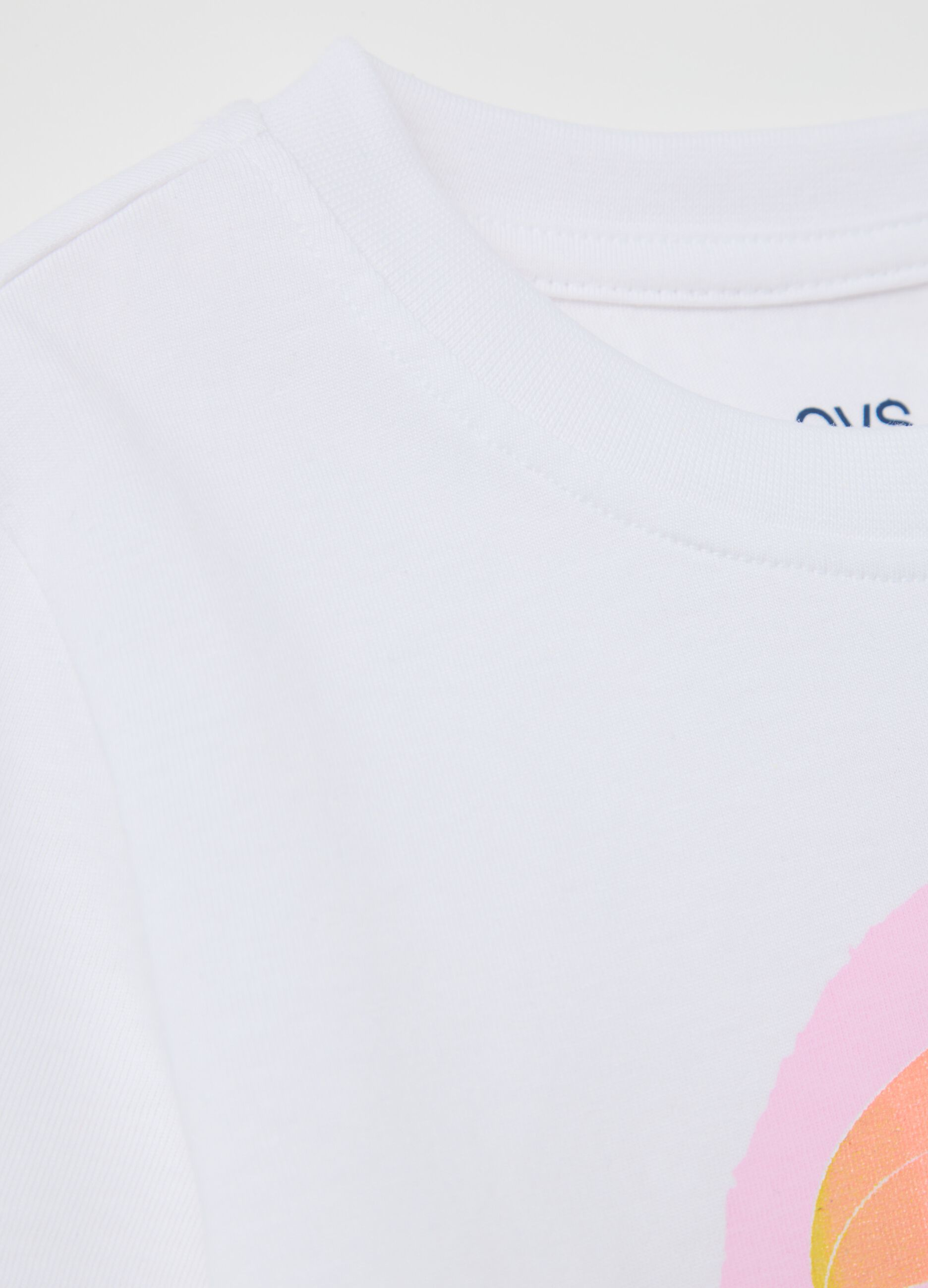 White cotton T-shirt with print