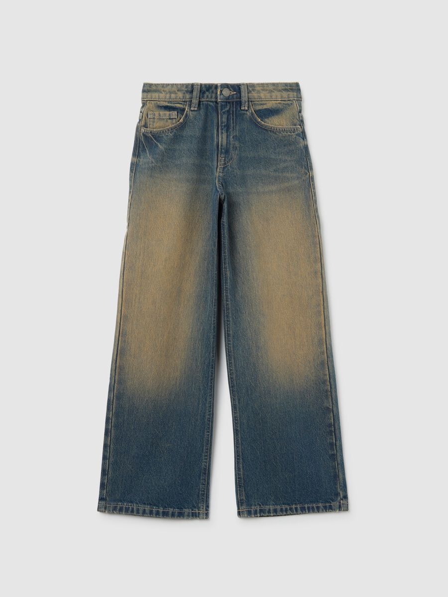 Girls' multicolour jeans in pure cotton regular fit_0
