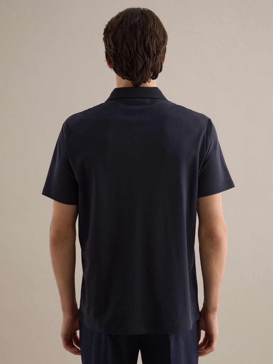 Polo in puro cotone blu regular fit_3