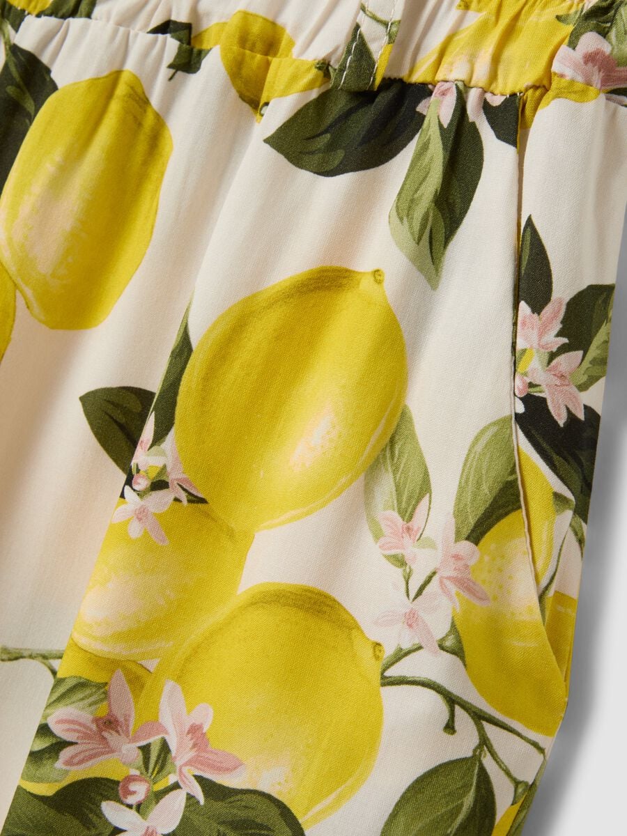 White pure viscose trousers with lemon print, regular fit_5