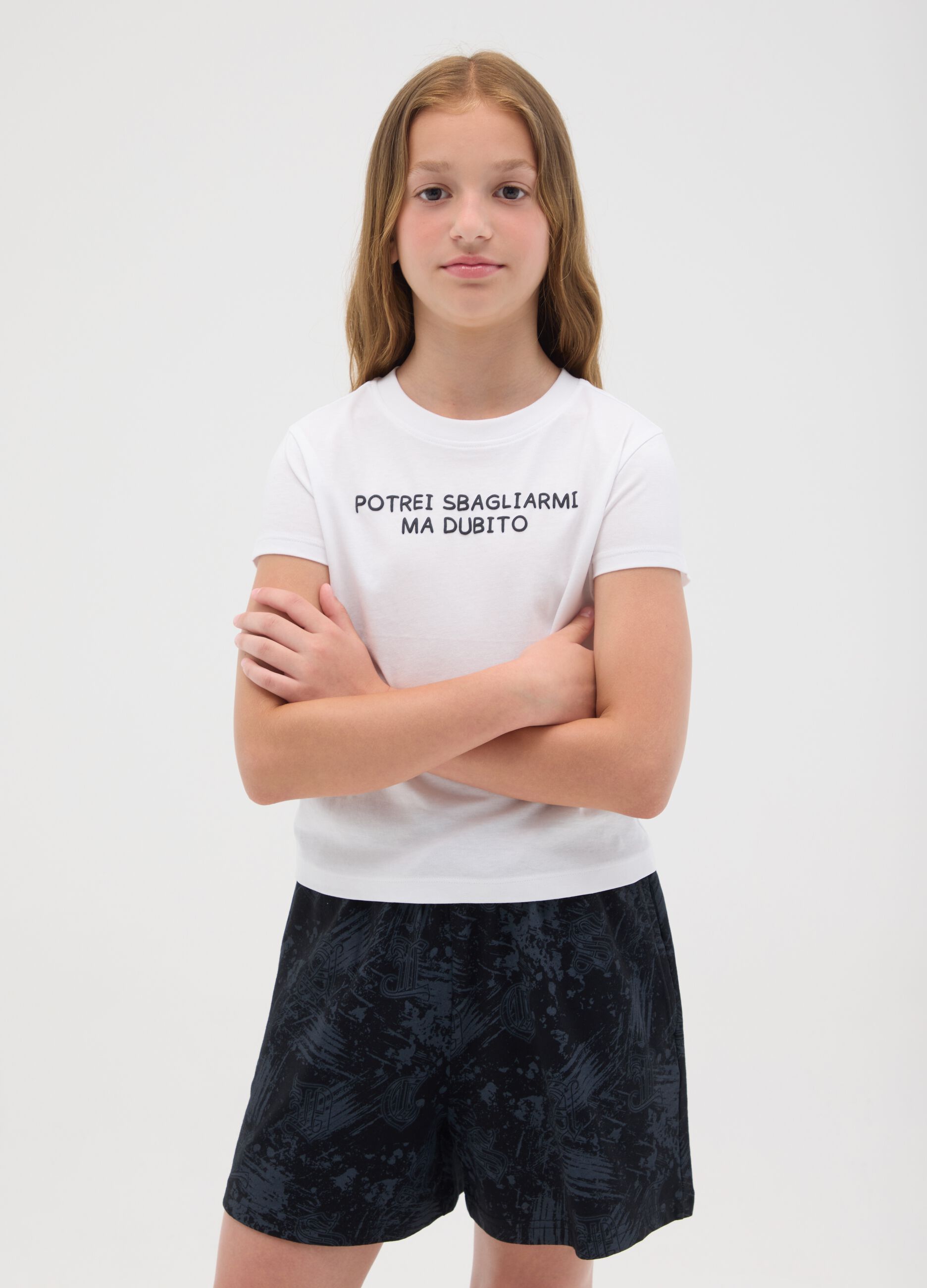 White T-shirt with OVS Kids print
