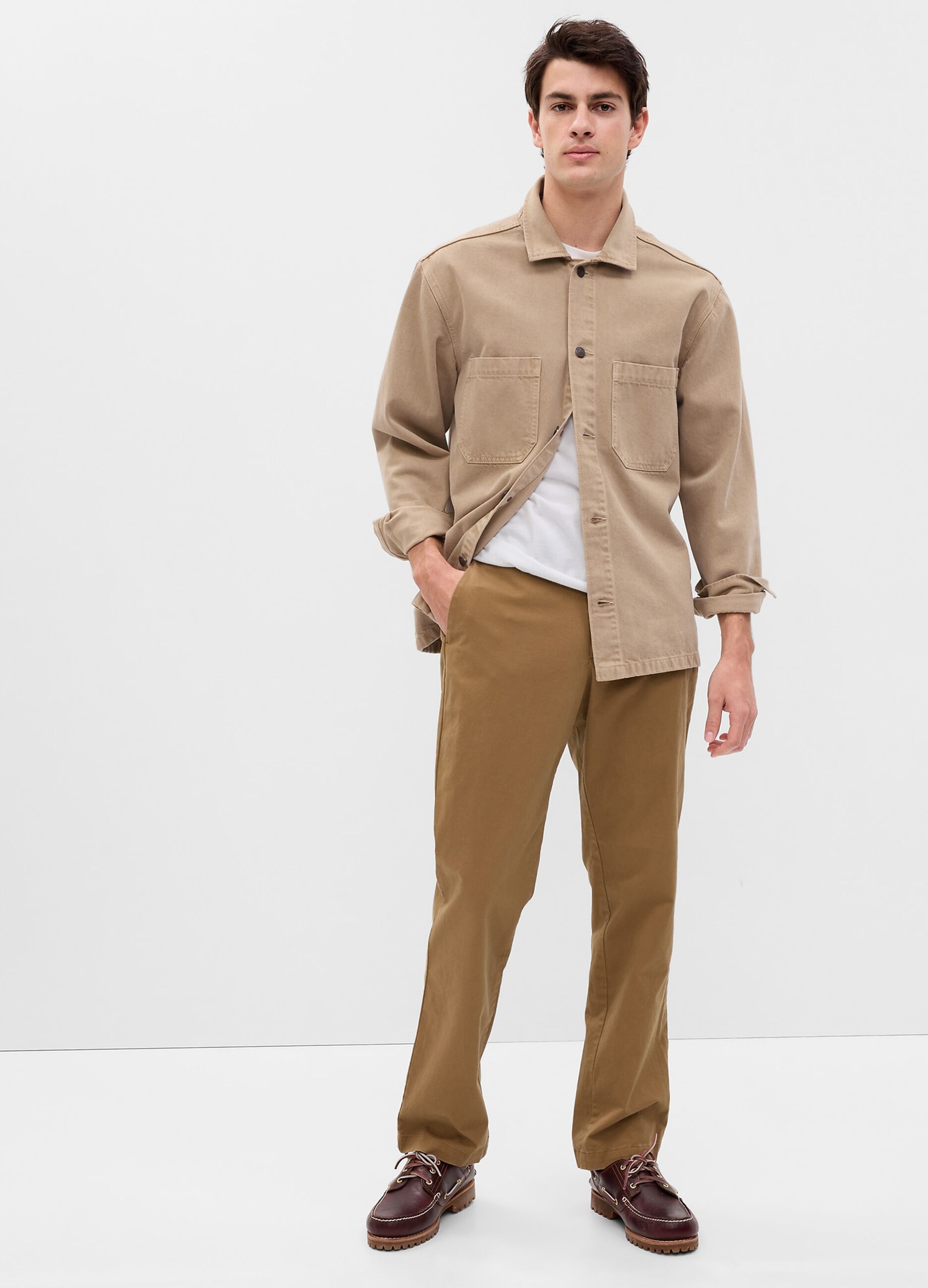 Straight-fit, stretch cotton trousers
