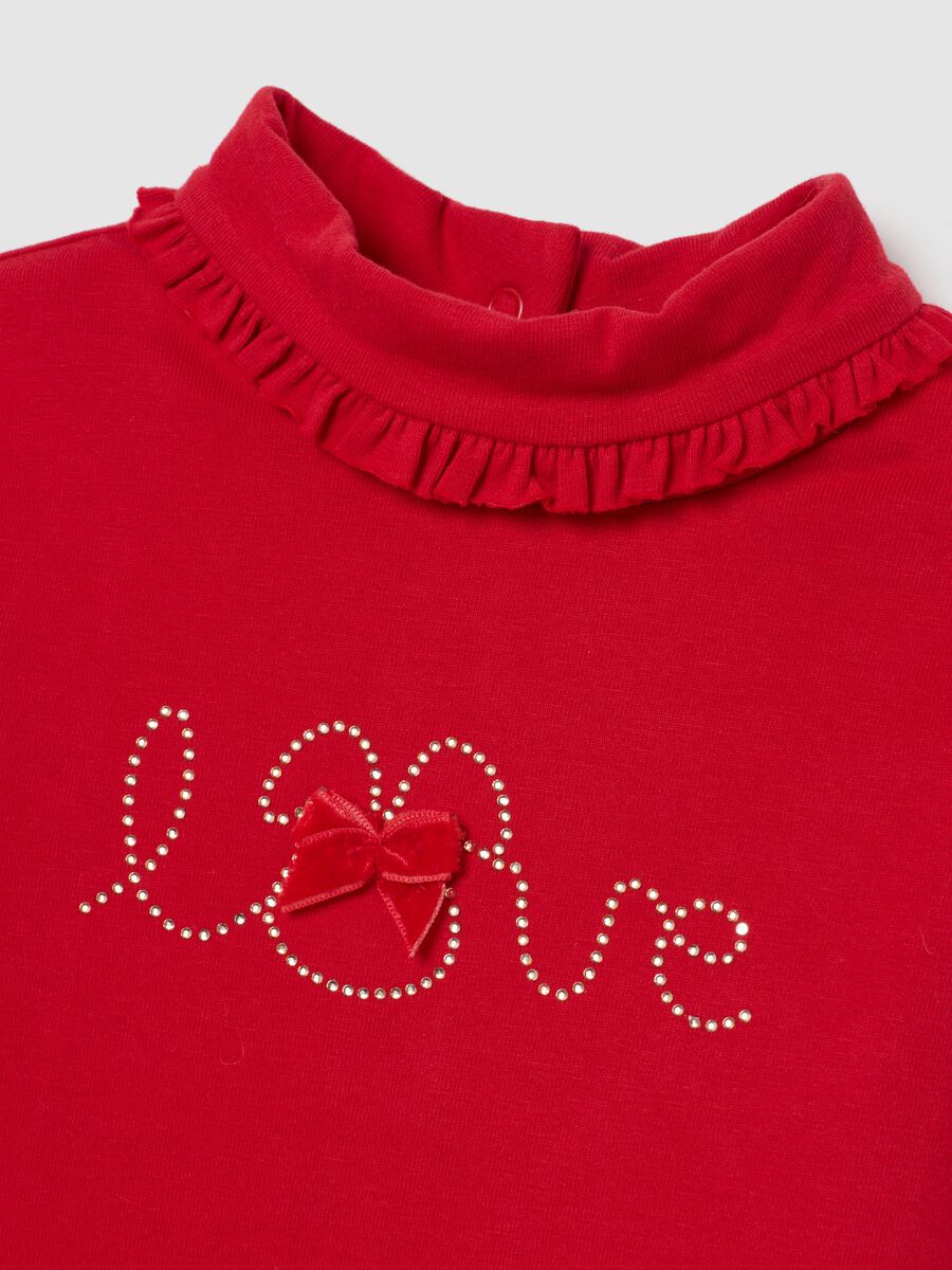 Red stretch cotton girl's top_2